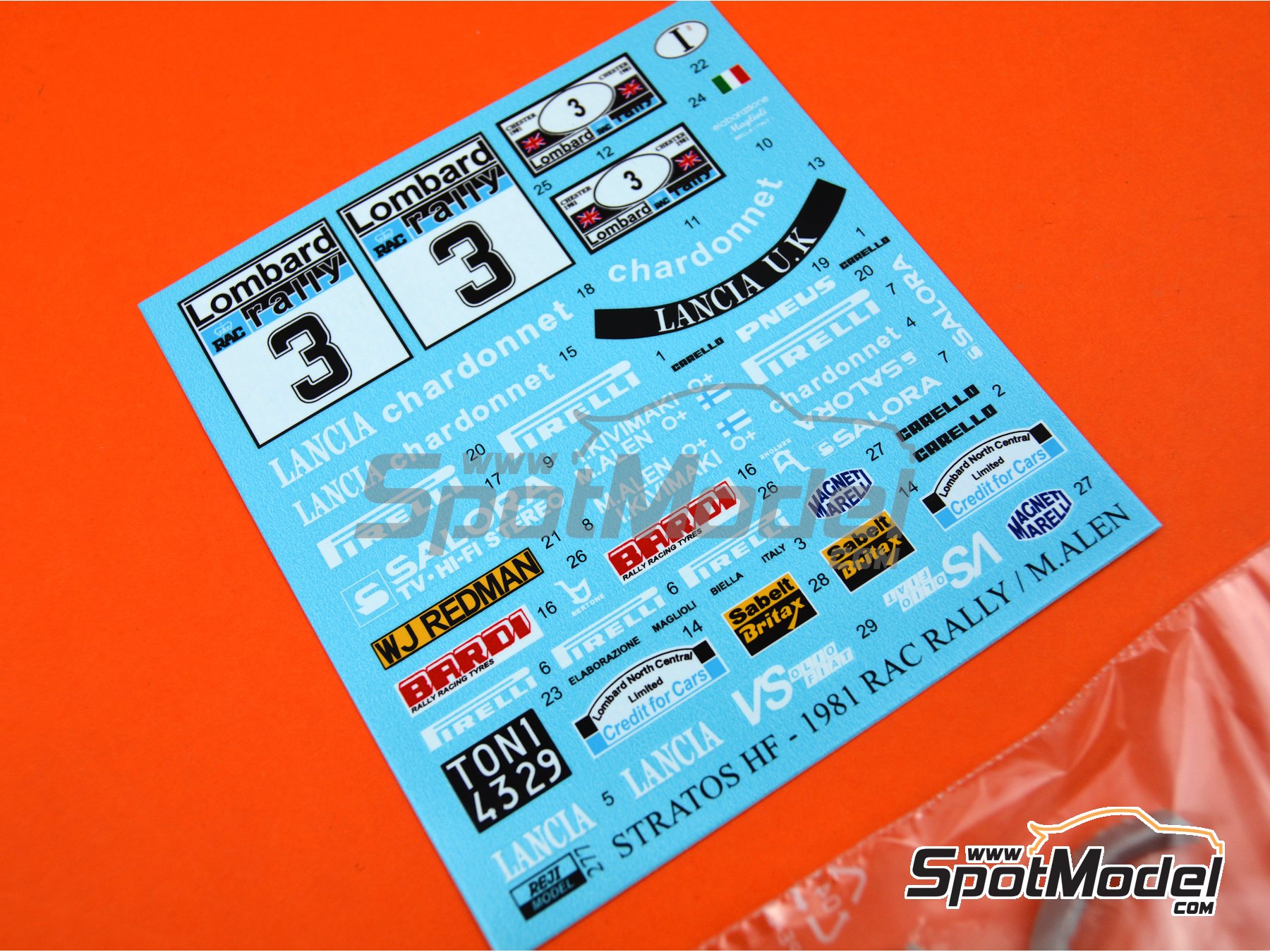 Image 5: Lancia Stratos HF - Rally de Inglaterra RAC 1981 | Decoración en escala 1/24 fabricado por Reji Model (ref. REJI-277, tambien 277)