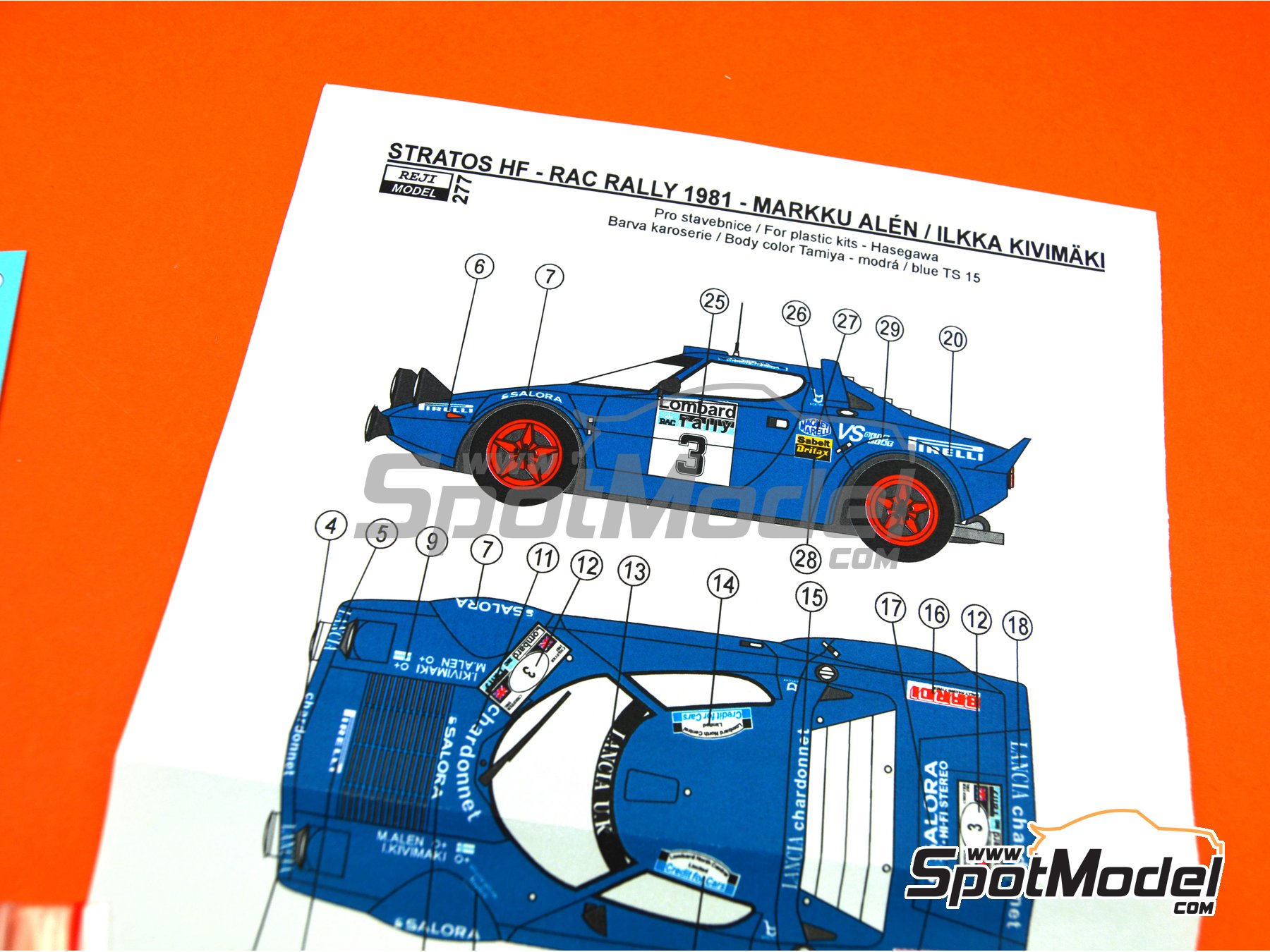 Image 8: Lancia Stratos HF - Rally de Inglaterra RAC 1981 | Decoración en escala 1/24 fabricado por Reji Model (ref. REJI-277, tambien 277)