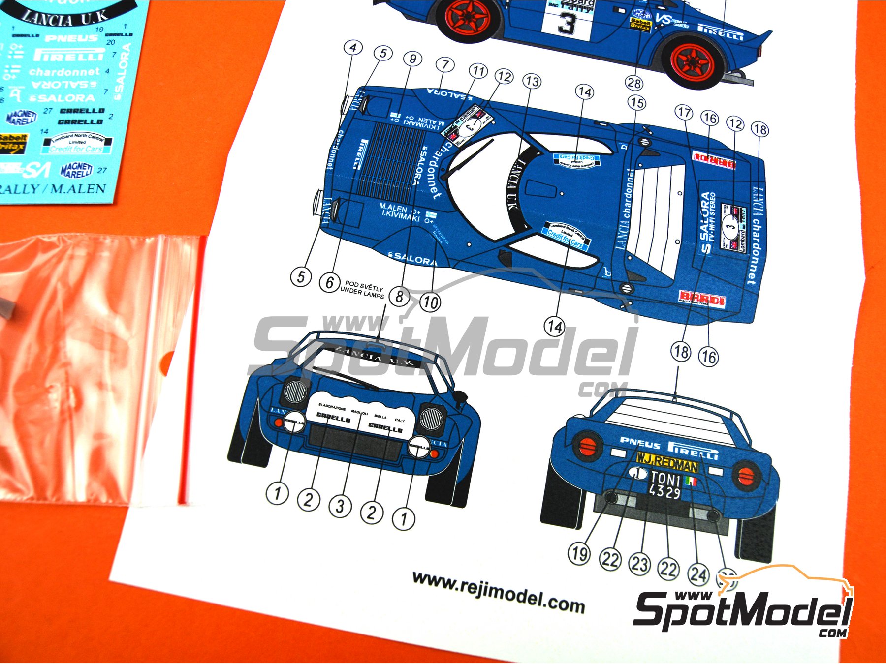 Image 9: Lancia Stratos HF - Rally de Inglaterra RAC 1981 | Decoración en escala 1/24 fabricado por Reji Model (ref. REJI-277, tambien 277)