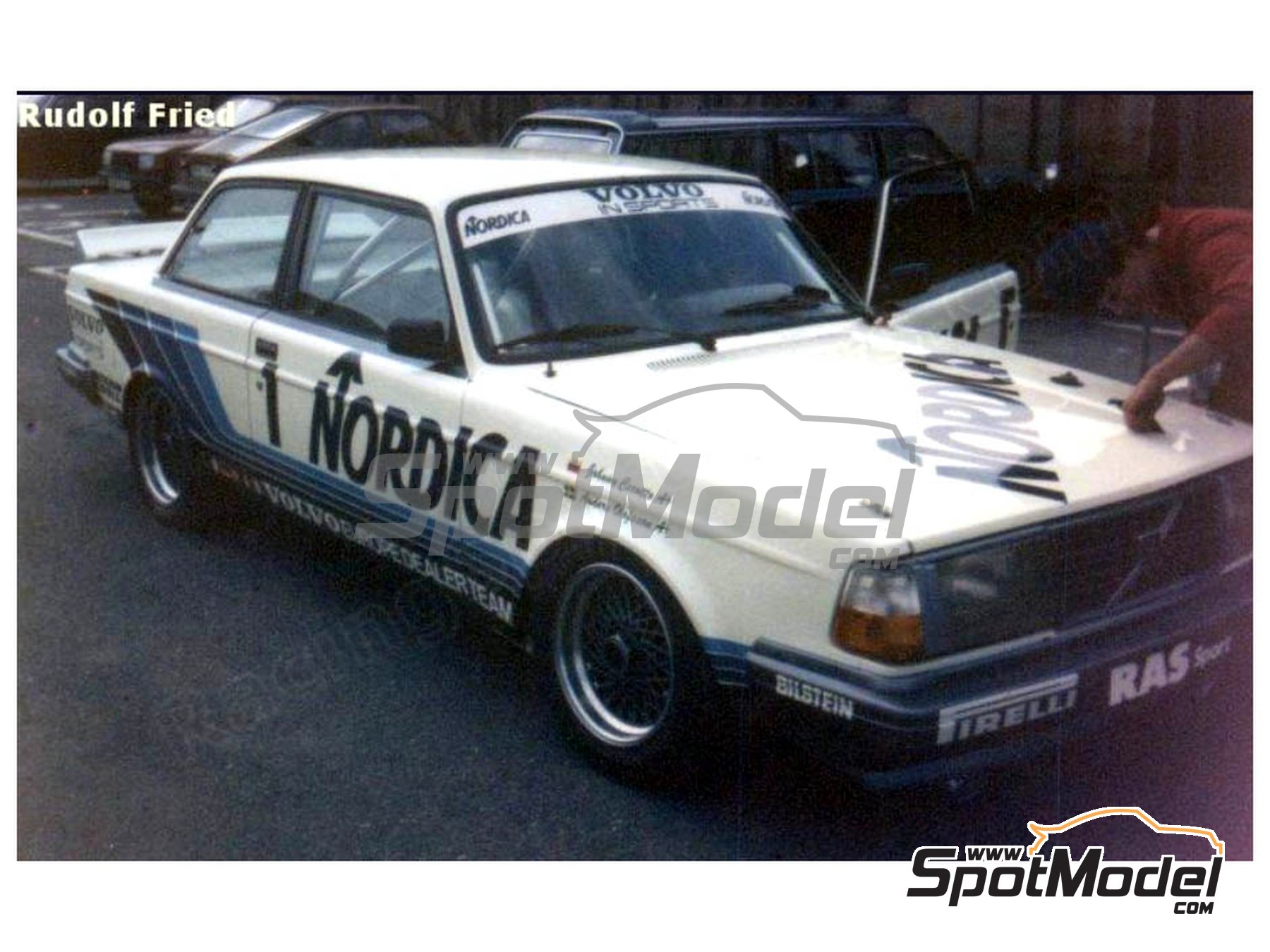 Image 2: Volvo 240 Turbo RAS Sport Volvo Europe Dealer Team sponsored by Nordica - European Touring Car Championship ETCC 1986 | Marking / livery in 1/24 scale manufactured by Reji Model (ref.&nbsp;REJI-279, also 279)