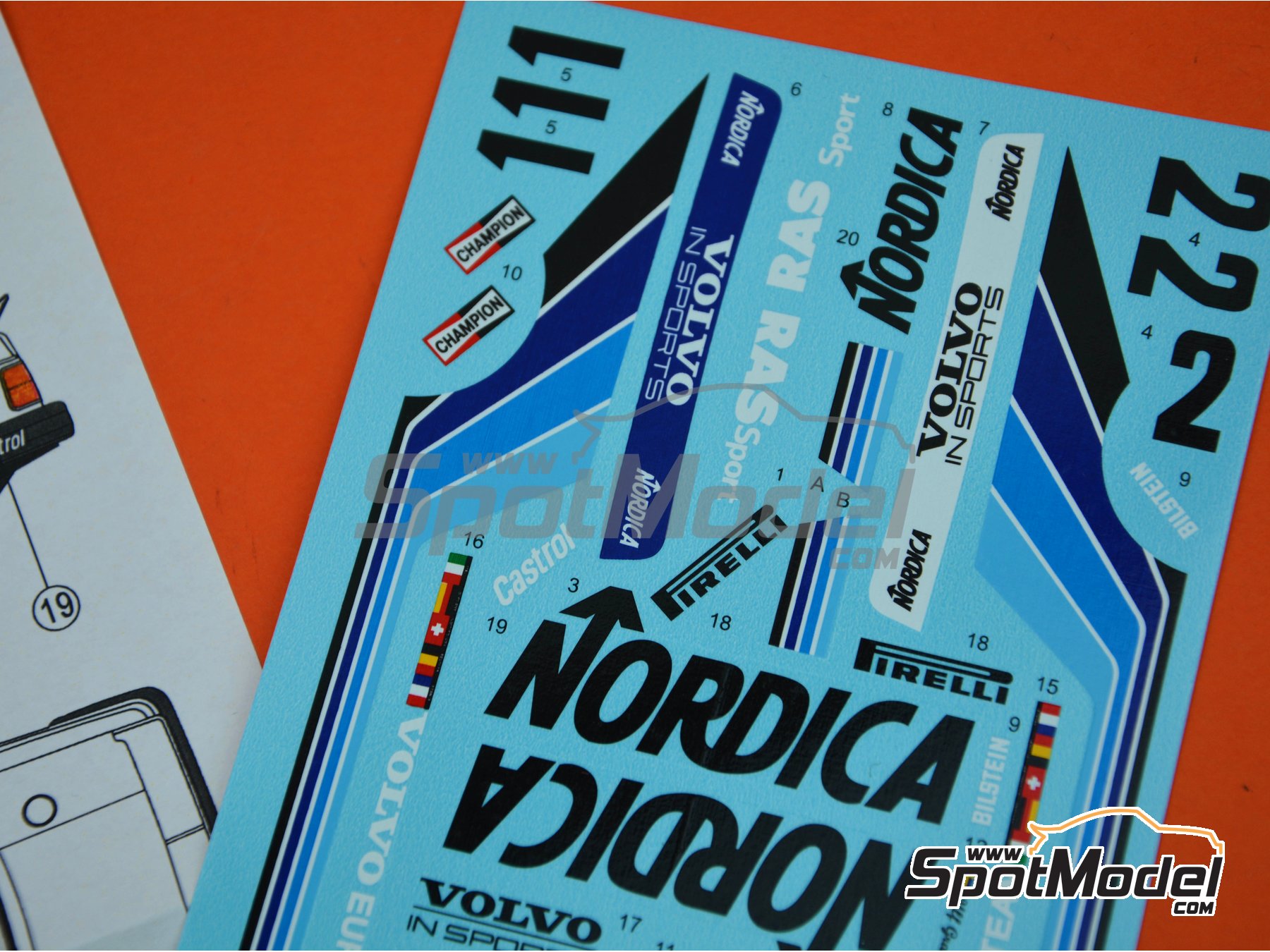 Image 5: Volvo 240 Turbo RAS Sport Volvo Europe Dealer Team sponsored by Nordica - European Touring Car Championship ETCC 1986 | Marking / livery in 1/24 scale manufactured by Reji Model (ref.&nbsp;REJI-279, also 279)