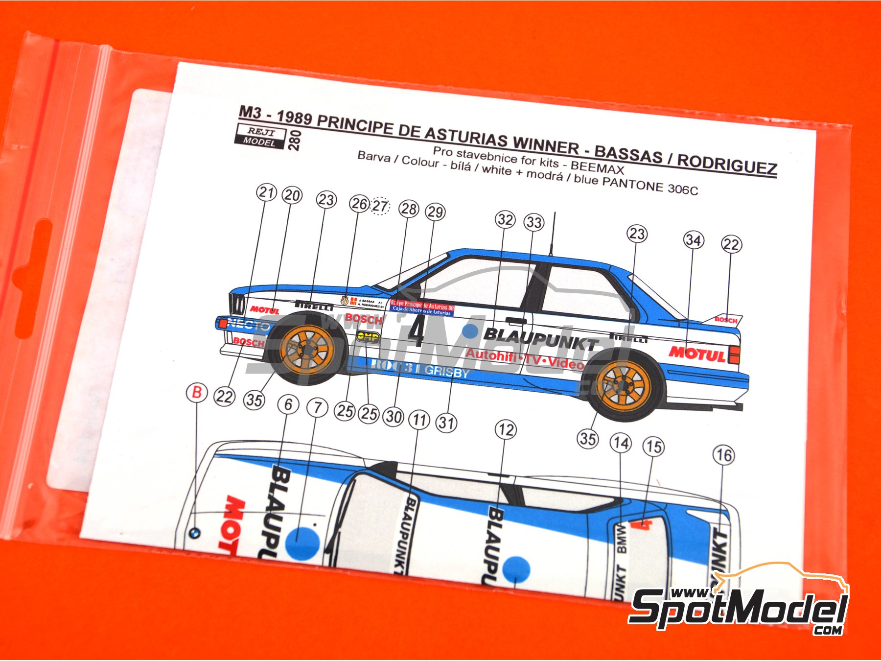 Image 3: BMW M3 E30 Blaupunkt - Principe de Asturias Rally 1989 | Marking / livery in 1/24 scale manufactured by Reji Model (ref.&nbsp;REJI-280)