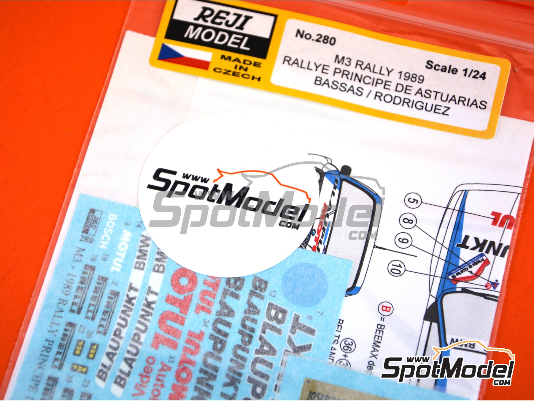 Image 5: BMW M3 E30 Blaupunkt - Principe de Asturias Rally 1989 | Marking / livery in 1/24 scale manufactured by Reji Model (ref.&nbsp;REJI-280)