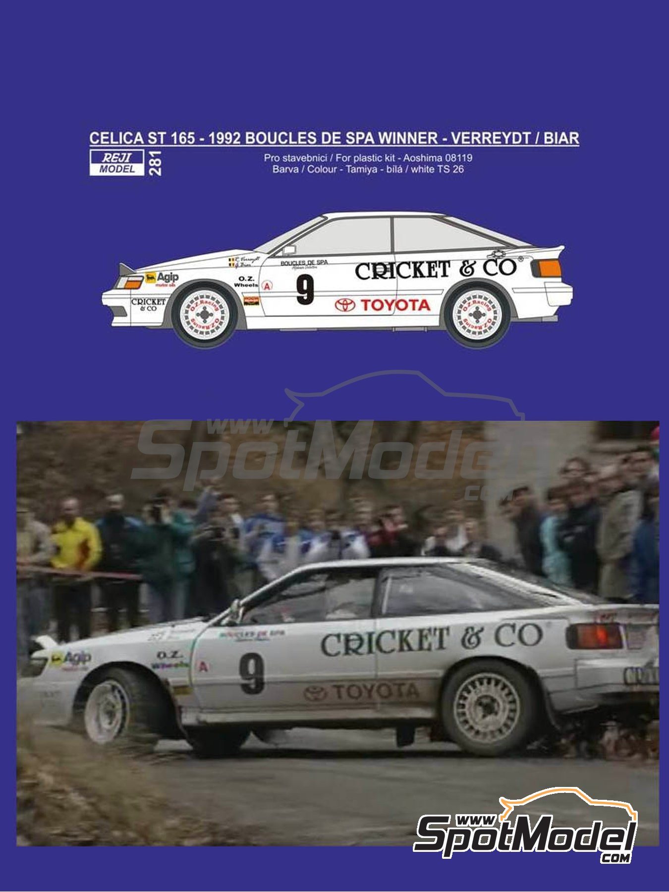 Reji Model Marking Livery 1 24 Scale Toyota Celica Gt Four St165 Sponsored By Cricket Co 9 Renaud Verreydt Be Georges Biar Be Boucles De Spa 1992