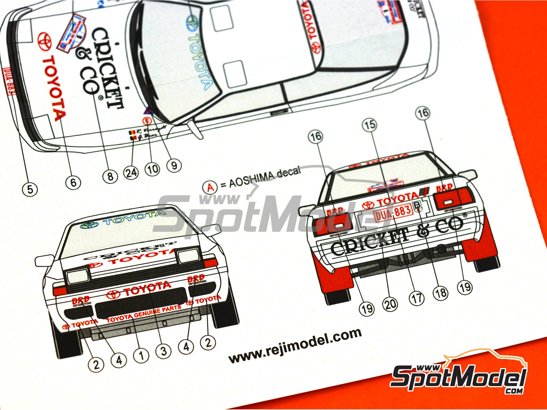 Image 8: Toyota Celica GT-Four ST165 sponsored by Cricket & Co - Boucles de SPA 1992 | Marking / livery in 1/24 scale manufactured by Reji Model (ref. REJI-281, also 281)