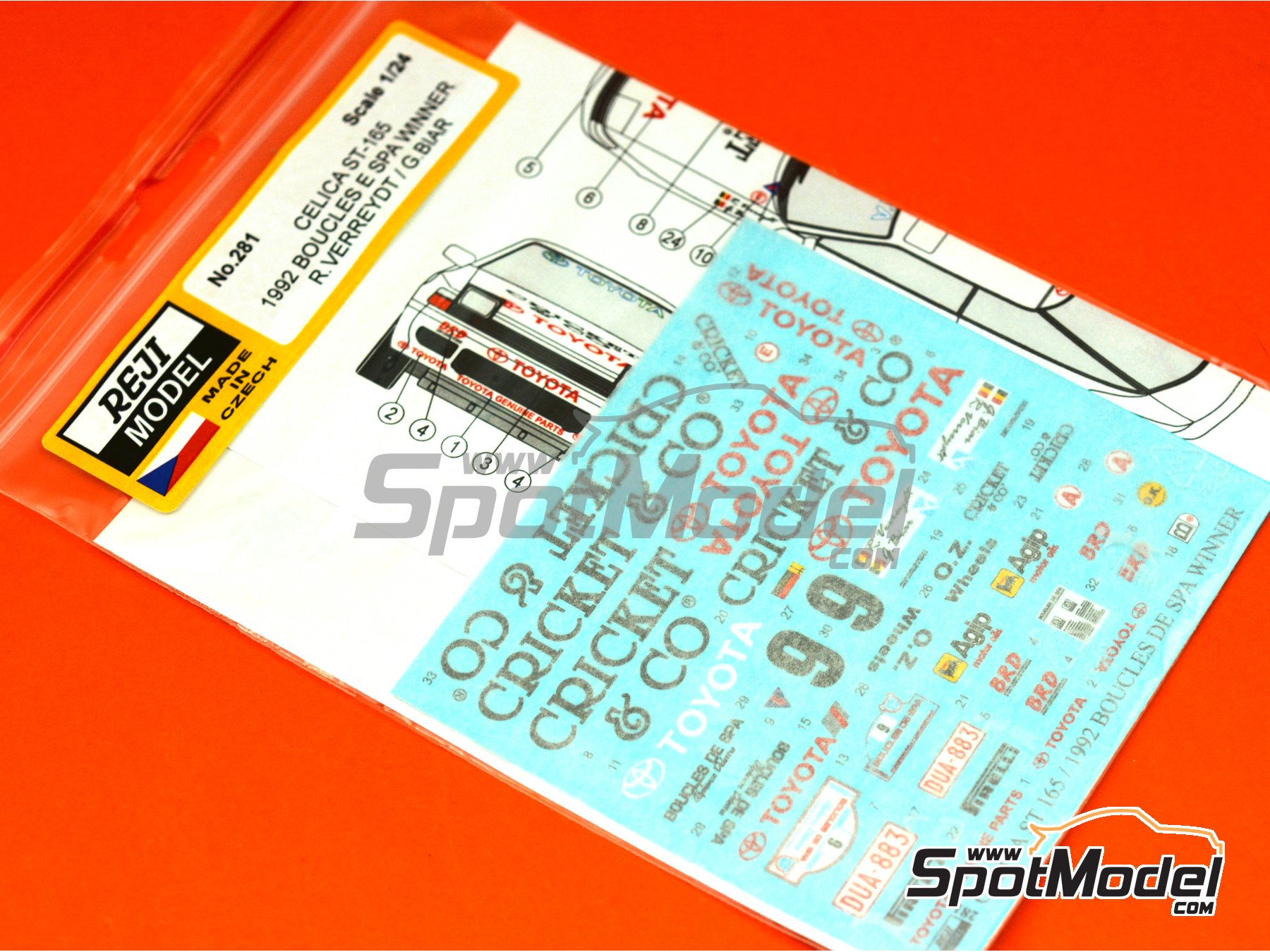 Image 9: Toyota Celica GT-Four ST165 sponsored by Cricket & Co - Boucles de SPA 1992 | Marking / livery in 1/24 scale manufactured by Reji Model (ref. REJI-281, also 281)