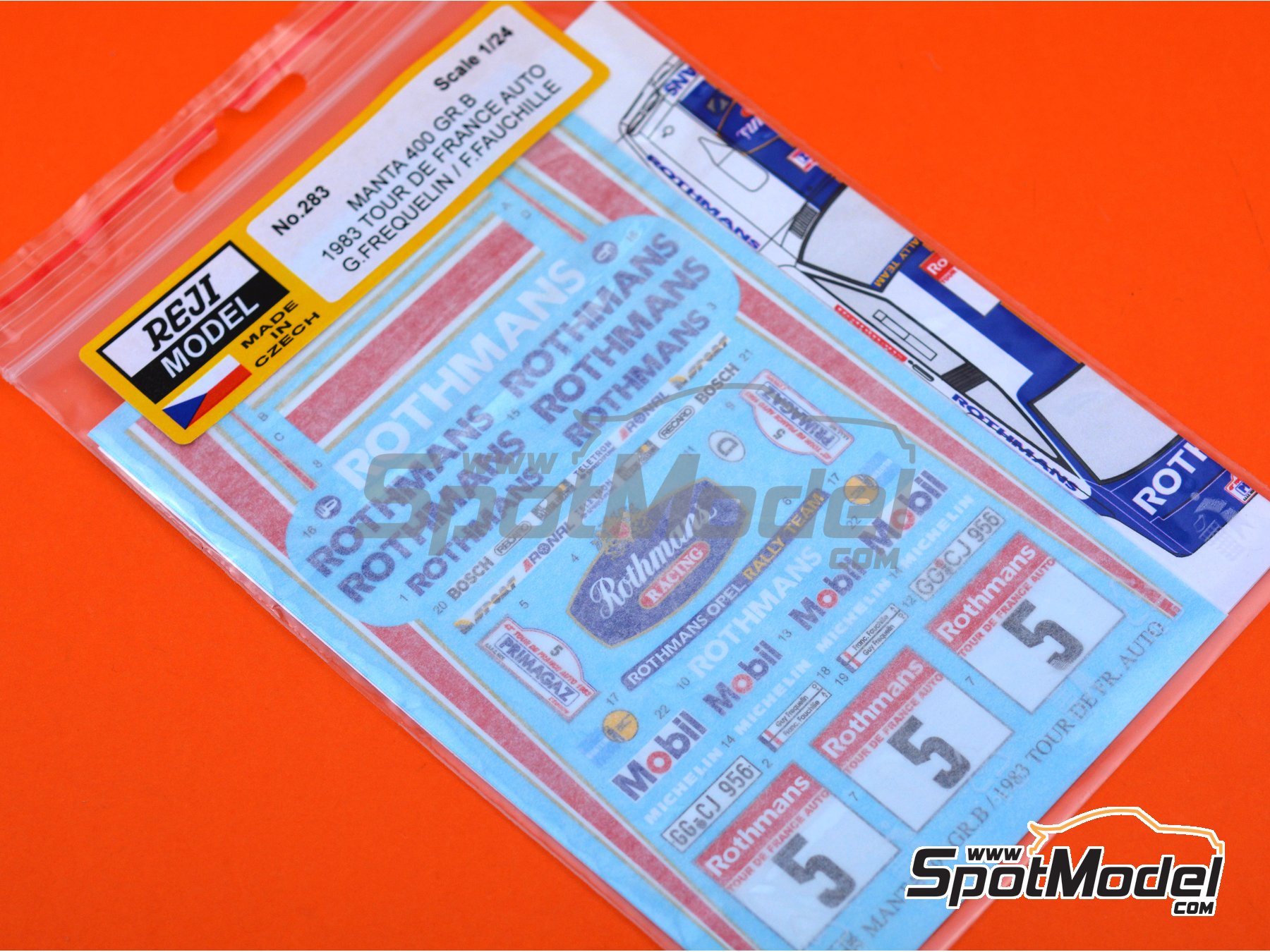 Image 3: Opel Manta 400 Group B Opel Rally Team sponsored by Rothmans - Tour de France Automobile 1983 | Marking / livery in 1/24 scale manufactured by Reji Model (ref. REJI-283, also 283)