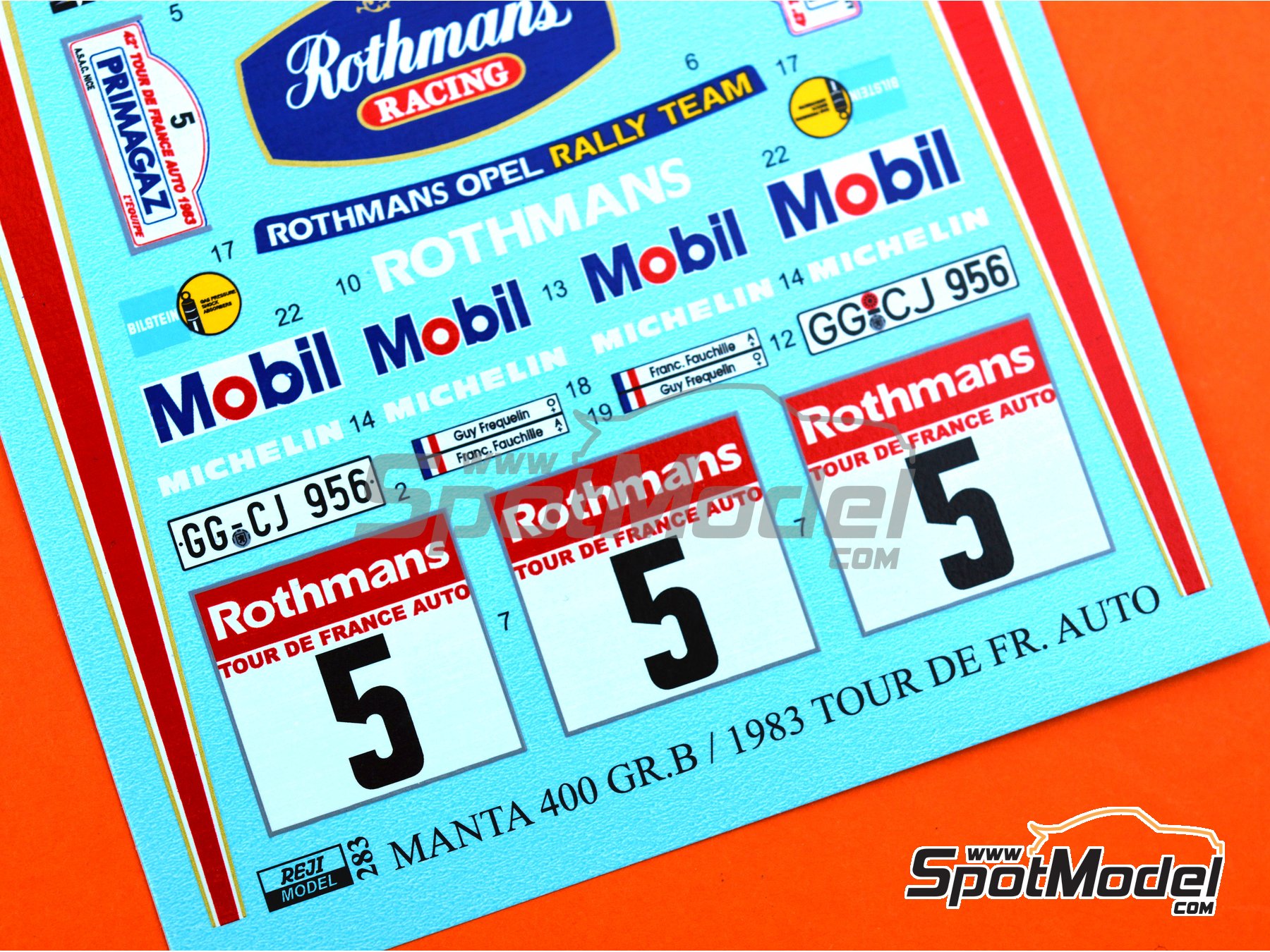 Image 5: Opel Manta 400 Group B Opel Rally Team sponsored by Rothmans - Tour de France Automobile 1983 | Marking / livery in 1/24 scale manufactured by Reji Model (ref. REJI-283, also 283)