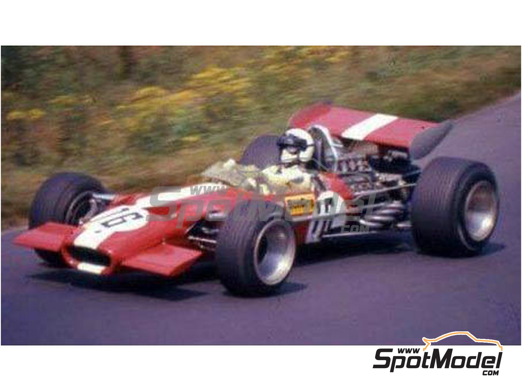 Image 2: Lotus Ford Type 49B Equipo Scuderia BonGrip - Gran Premio de F&oacute;rmula 1 de Alemania 1969 | Decoraci&oacute;n en escala&nbsp;1/20 fabricado por Reji Model (ref.&nbsp;REJI-284, tambien 284)