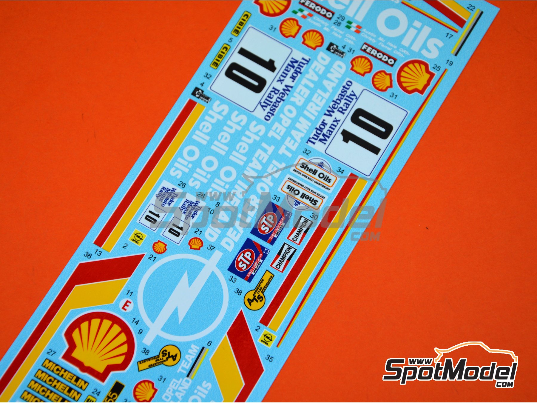 Image 5: Opel Manta 400 Group B Dealer Opel Ireland Team sponsored by Dealer Opel Ireland - Tudor Webasto Manx International Rally 1986 | Marking / livery in 1/24 scale manufactured by Reji Model (ref.&nbsp;REJI-287, also 287)