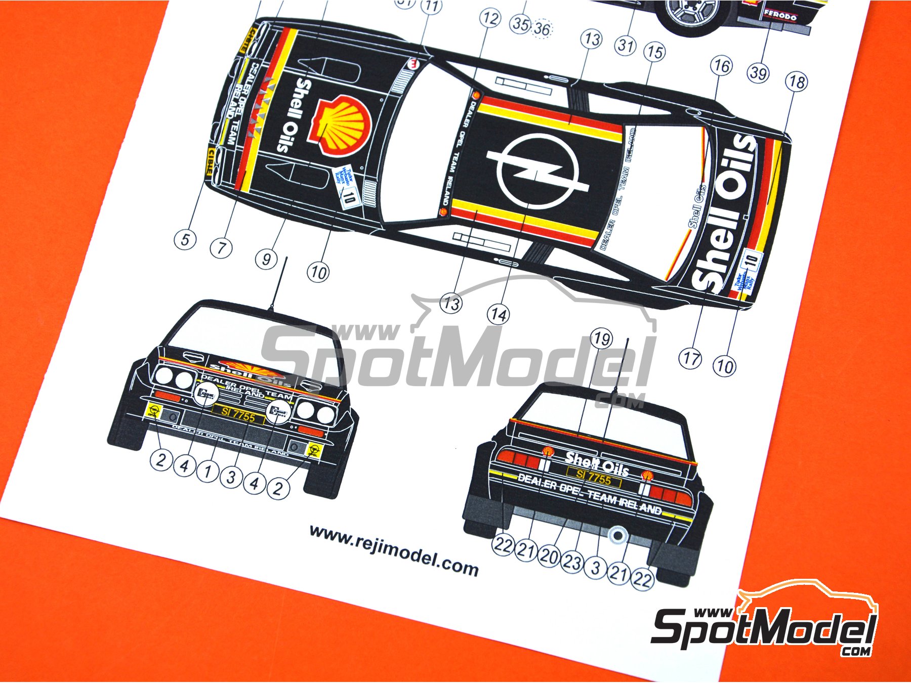 Image 8: Opel Manta 400 Group B Dealer Opel Ireland Team sponsored by Dealer Opel Ireland - Tudor Webasto Manx International Rally 1986 | Marking / livery in 1/24 scale manufactured by Reji Model (ref.&nbsp;REJI-287, also 287)