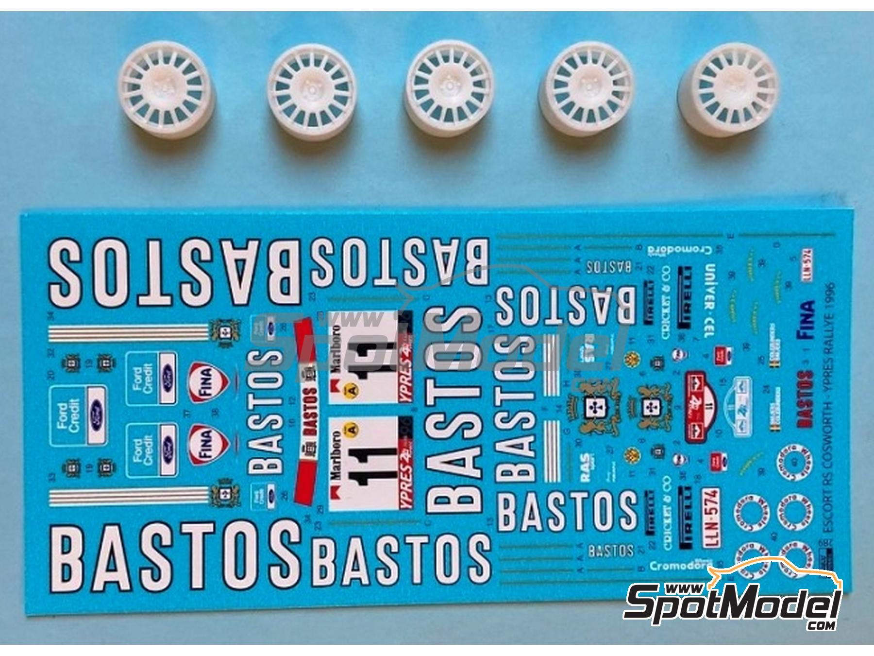 Image 2: Ford Escort RS Cosworth Equipo RAS Sport patrocinado por Bastos - Rally 24 Horas de Ypres 1996 | Decoraci&oacute;n en escala&nbsp;1/24 fabricado por Reji Model (ref.&nbsp;REJI-289, tambien 289)