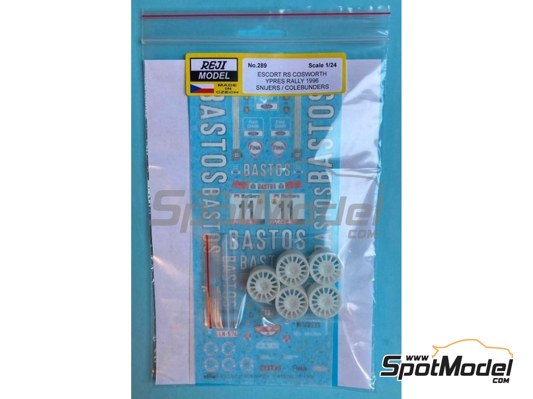 Image 3: Ford Escort RS Cosworth Equipo RAS Sport patrocinado por Bastos - Rally 24 Horas de Ypres 1996 | Decoraci&oacute;n en escala&nbsp;1/24 fabricado por Reji Model (ref.&nbsp;REJI-289, tambien 289)