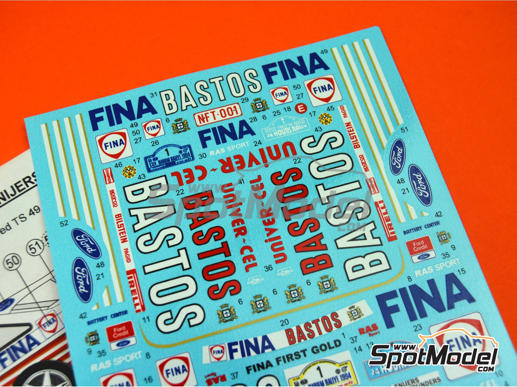 Image 5: Ford Escort RS Cosworth sponsored by Bastos - Barum Czech Rally, Ypres Rally 1994 | Marking / livery in 1/24 scale manufactured by Reji Model (ref.&nbsp;REJI-292, also 292)