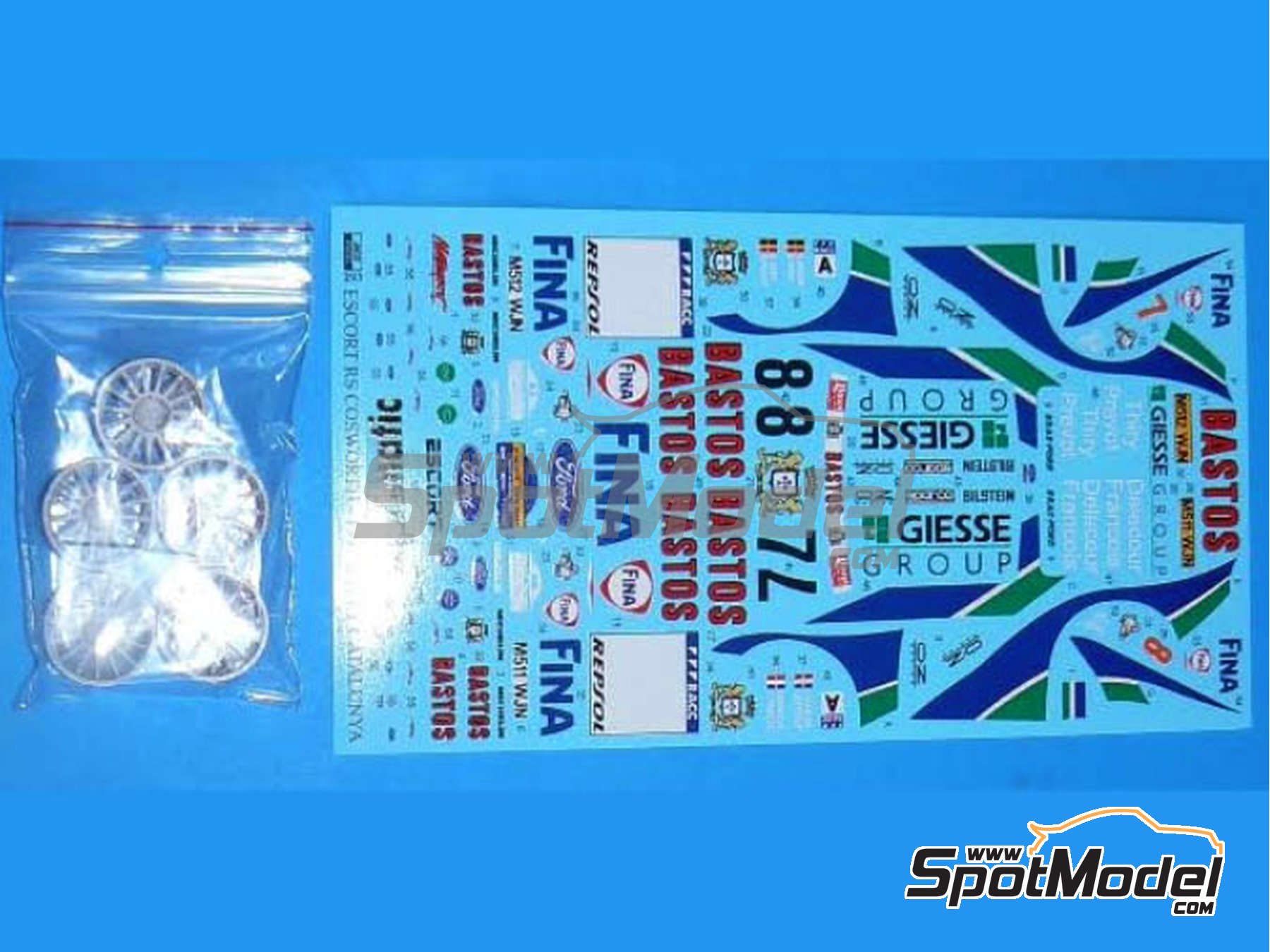 Image 5: Ford Escort RS Cosworth R.A.S. Ford Team sponsored by Giesse Group - Catalunya Costa Brava Rally - Rally of Spain 1995 | Marking / livery in 1/24 scale manufactured by Reji Model (ref.&nbsp;REJI-293, also 293 and 0293)