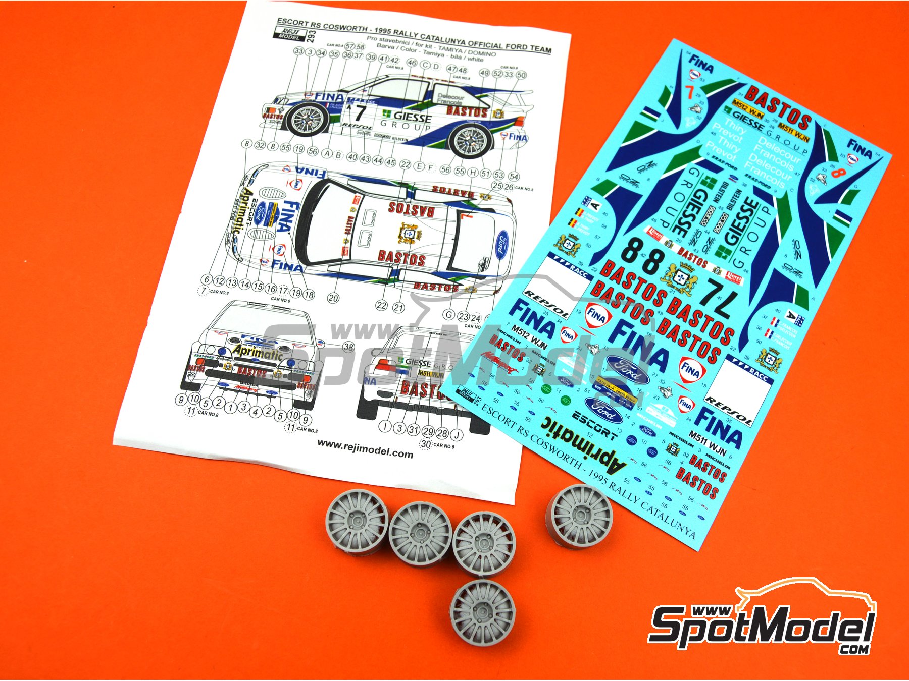 Image 6: Ford Escort RS Cosworth R.A.S. Ford Team sponsored by Giesse Group - Catalunya Costa Brava Rally - Rally of Spain 1995 | Marking / livery in 1/24 scale manufactured by Reji Model (ref.&nbsp;REJI-293, also 293 and 0293)