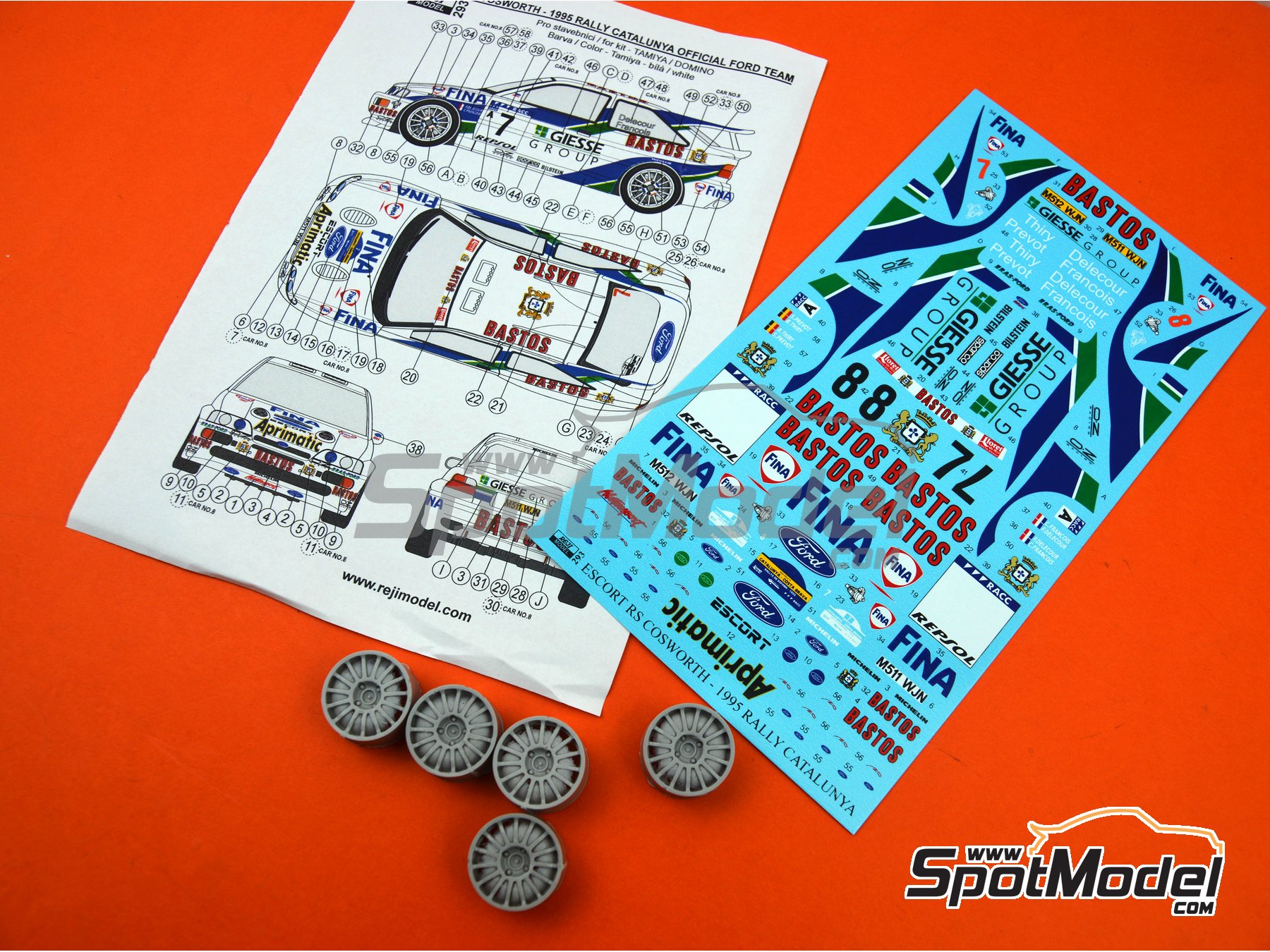 Image 7: Ford Escort RS Cosworth R.A.S. Ford Team sponsored by Giesse Group - Catalunya Costa Brava Rally - Rally of Spain 1995 | Marking / livery in 1/24 scale manufactured by Reji Model (ref.&nbsp;REJI-293, also 293 and 0293)