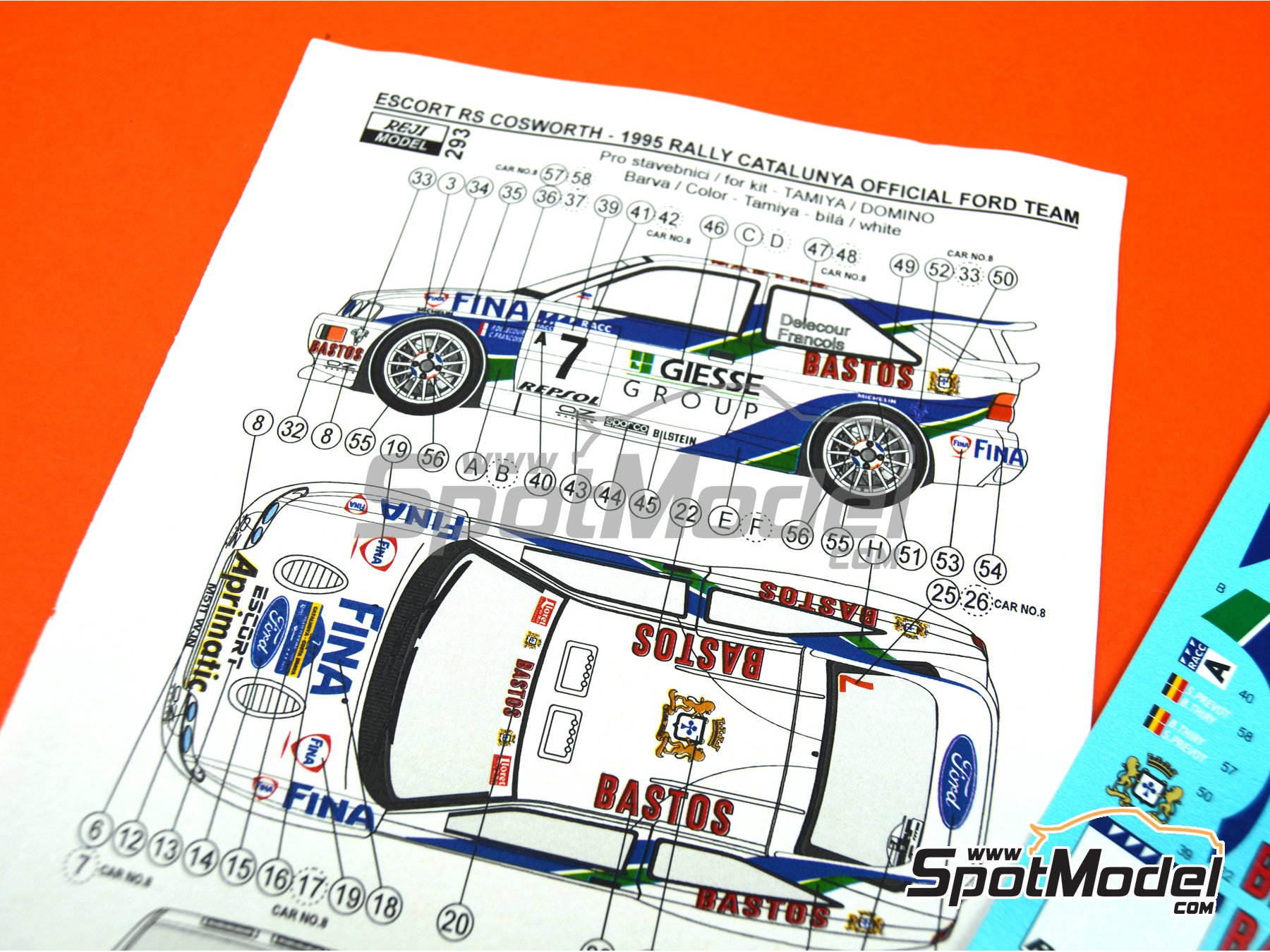 Image 8: Ford Escort RS Cosworth R.A.S. Ford Team sponsored by Giesse Group - Catalunya Costa Brava Rally - Rally of Spain 1995 | Marking / livery in 1/24 scale manufactured by Reji Model (ref.&nbsp;REJI-293, also 293 and 0293)