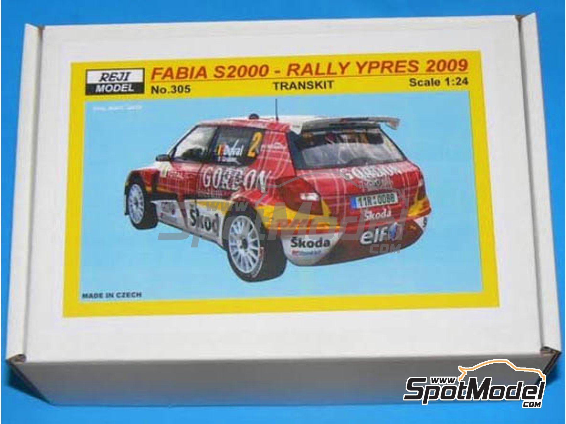 Image 3: Skoda Fabia S2000 Equipo RGRS patrocinado por Gordon - Rally de Ypres de Belgica 2009 | Decoraci&oacute;n en escala&nbsp;1/24 fabricado por Reji Model (ref.&nbsp;REJI-305, tambien 305)