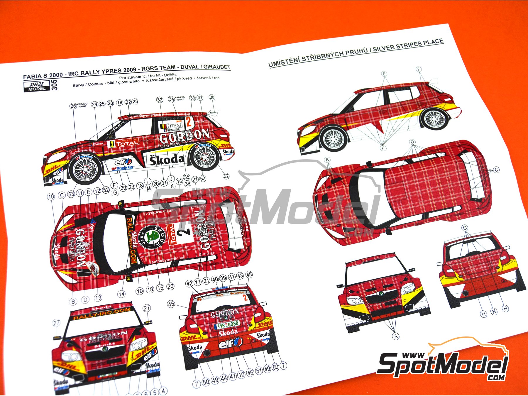 Image 7: Skoda Fabia S2000 Equipo RGRS patrocinado por Gordon - Rally de Ypres de Belgica 2009 | Decoraci&oacute;n en escala&nbsp;1/24 fabricado por Reji Model (ref.&nbsp;REJI-305, tambien 305)