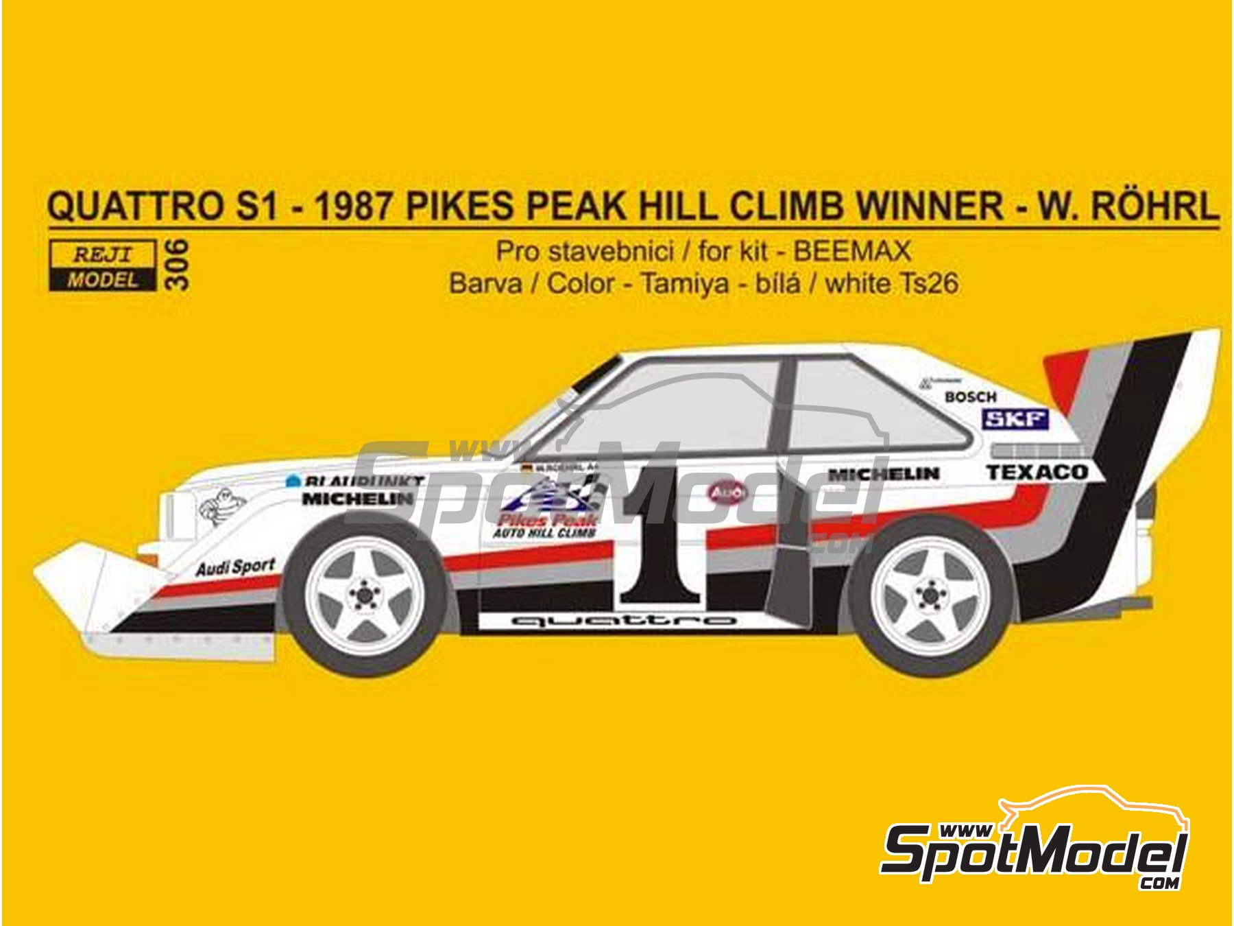 Decal 1:43 Audi Quattro JEANNERET Hill Climb 1985 