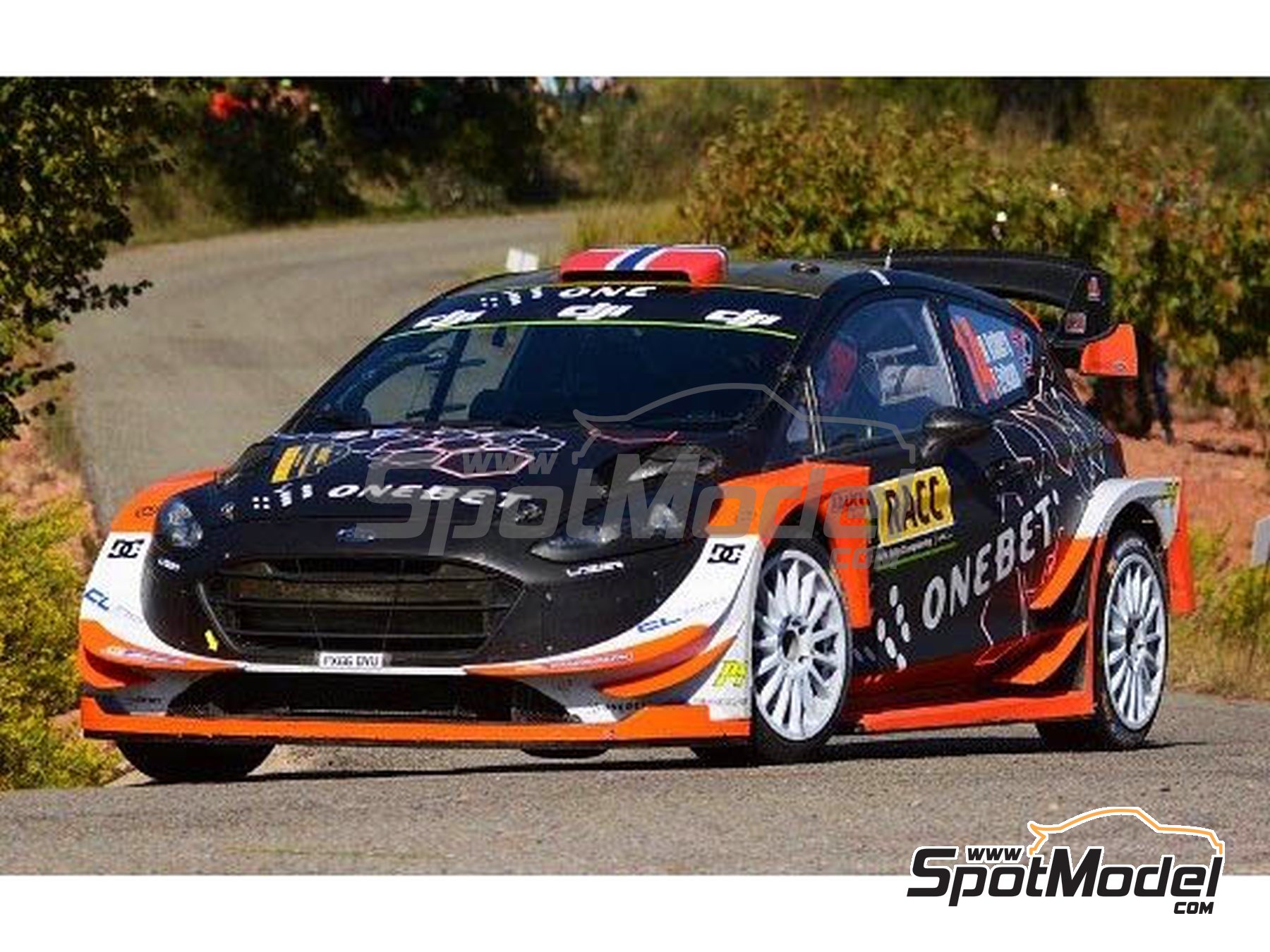 Image 2: Ford Fiesta RS WRC sponsored by Onebet - Catalunya Costa Dorada RACC Rally 2017 | Marking / livery in 1/24 scale manufactured by Reji Model (ref.&nbsp;REJI-309, also 309 and REJI309)