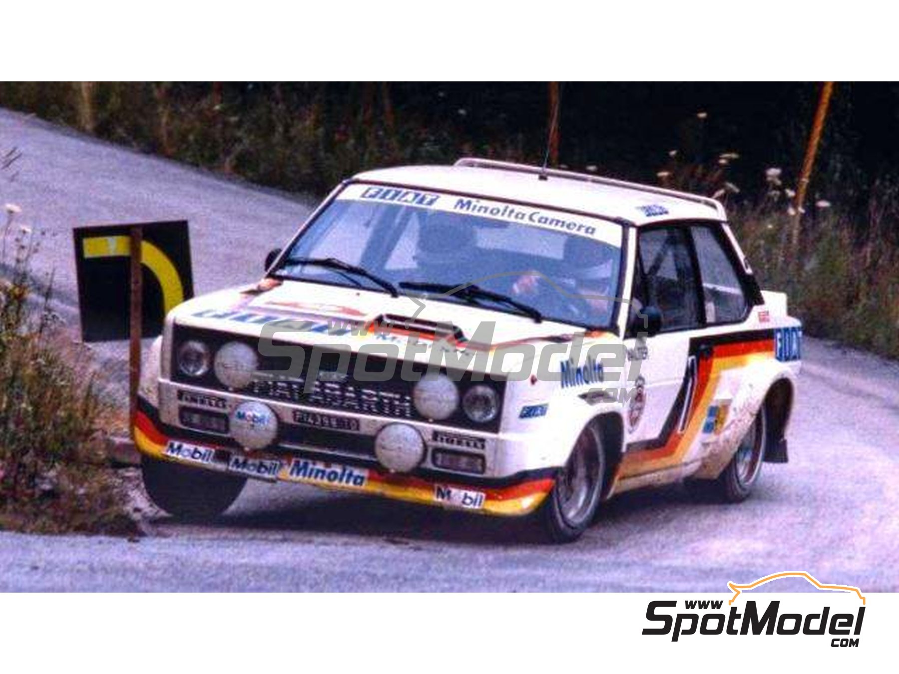 Image 3: Fiat 131 Abarth sponsored by Minolta Camera - AvD/STH Hunsr&uuml;ck Rallye 1979 | Marking / livery in 1/24 scale manufactured by Reji Model (ref.&nbsp;REJI-314, also 314)