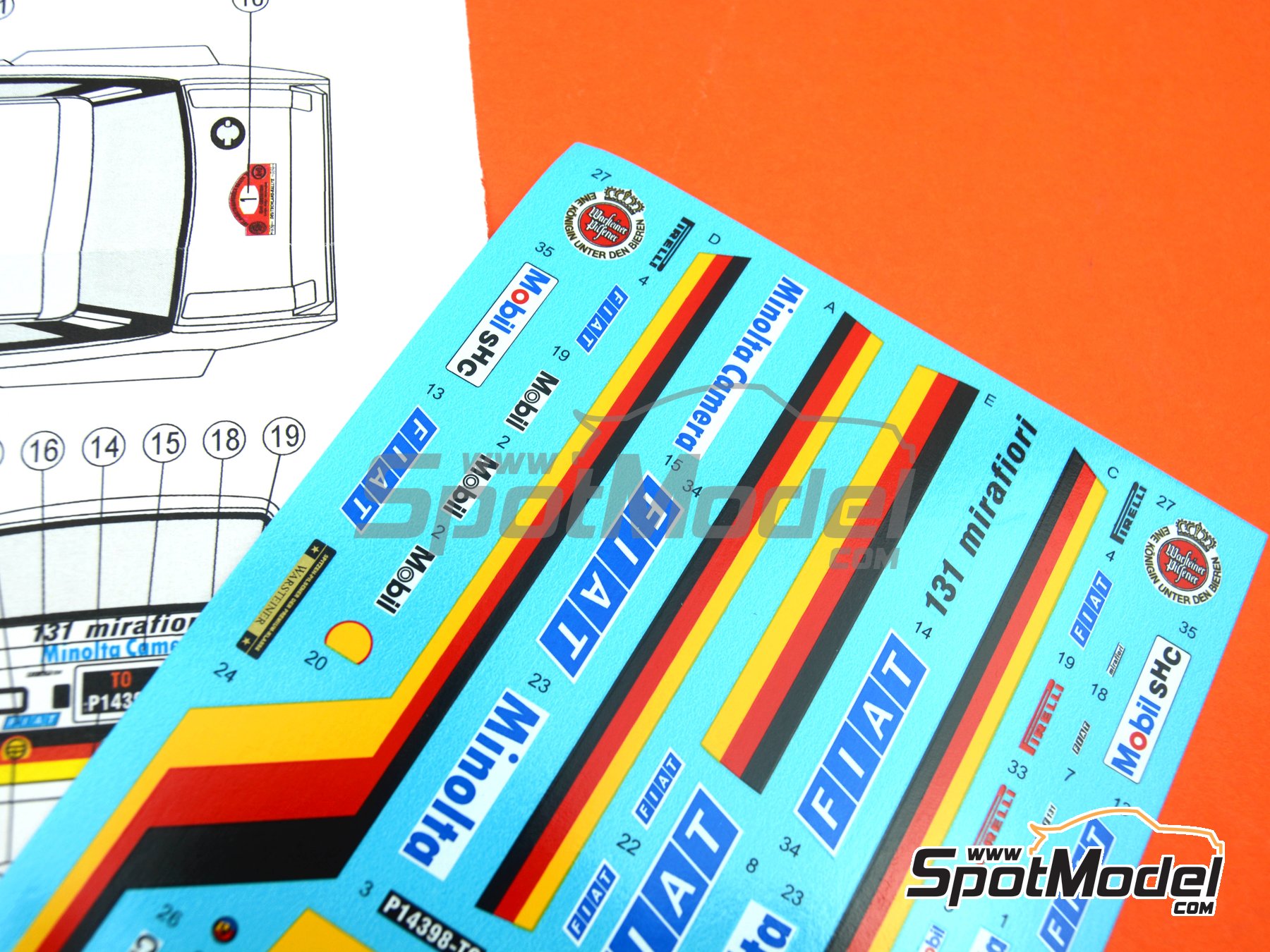 Image 6: Fiat 131 Abarth sponsored by Minolta Camera - AvD/STH Hunsr&uuml;ck Rallye 1979 | Marking / livery in 1/24 scale manufactured by Reji Model (ref.&nbsp;REJI-314, also 314)