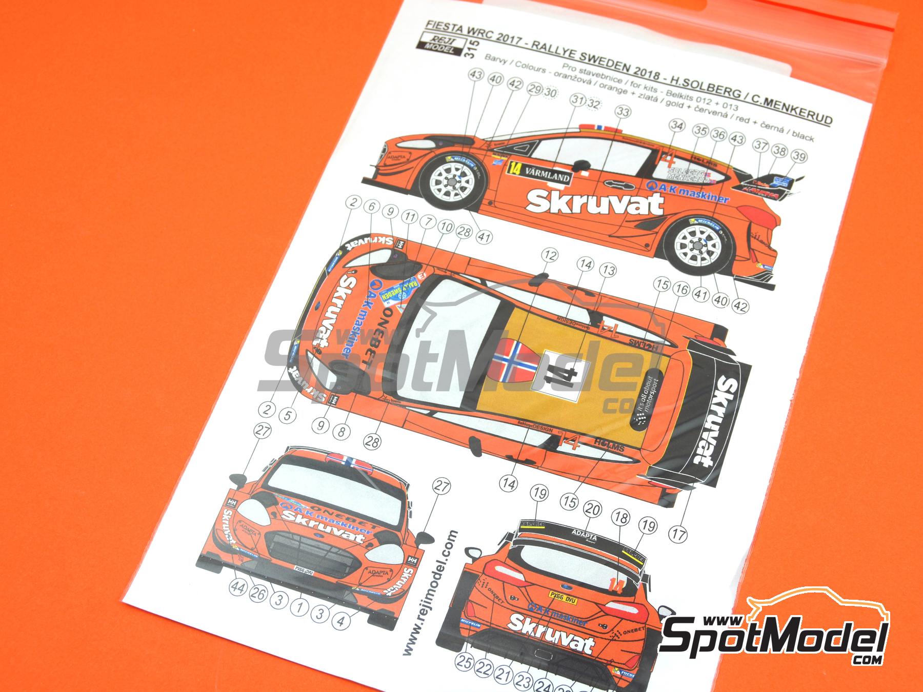 Image 3: Ford Fiesta RS WRC patrocinado por Skruvat - Rally de Suecia 2018 | Decoraci&oacute;n en escala&nbsp;1/24 fabricado por Reji Model (ref.&nbsp;REJI-315, tambien 315)