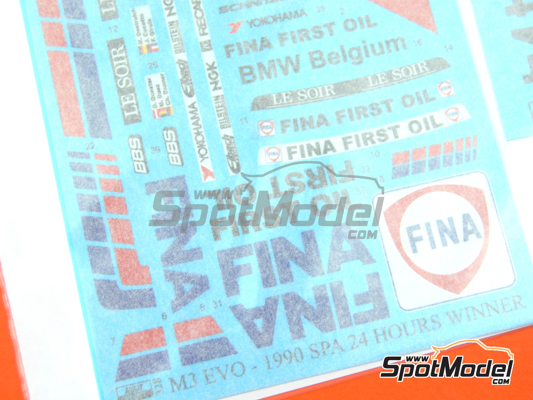 Image 8: BMW M3 E30 Schnitzer Team sponsored by Fina - 24 Hours SPA Francorchamps 1990 | Marking / livery in 1/24 scale manufactured by Reji Model (ref.&nbsp;REJI-328, also 328, 0328 and REJI328)