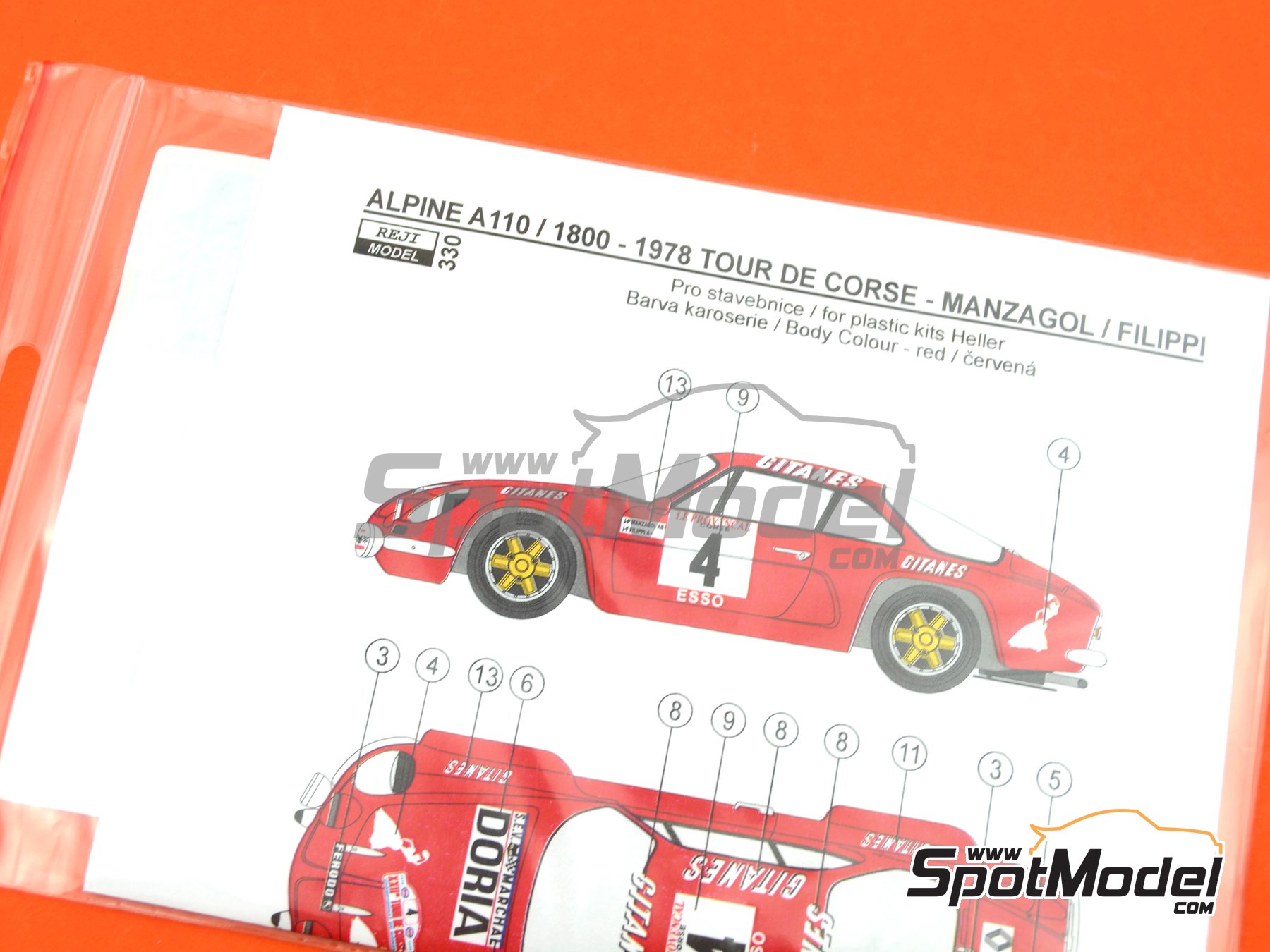 Image 5: Alpine Renault A110 sponsored by Gitanes, Doria - Tour de Corse 1978 | Marking / livery in 1/24 scale manufactured by Reji Model (ref.&nbsp;REJI-330, also 330 and REJI330)