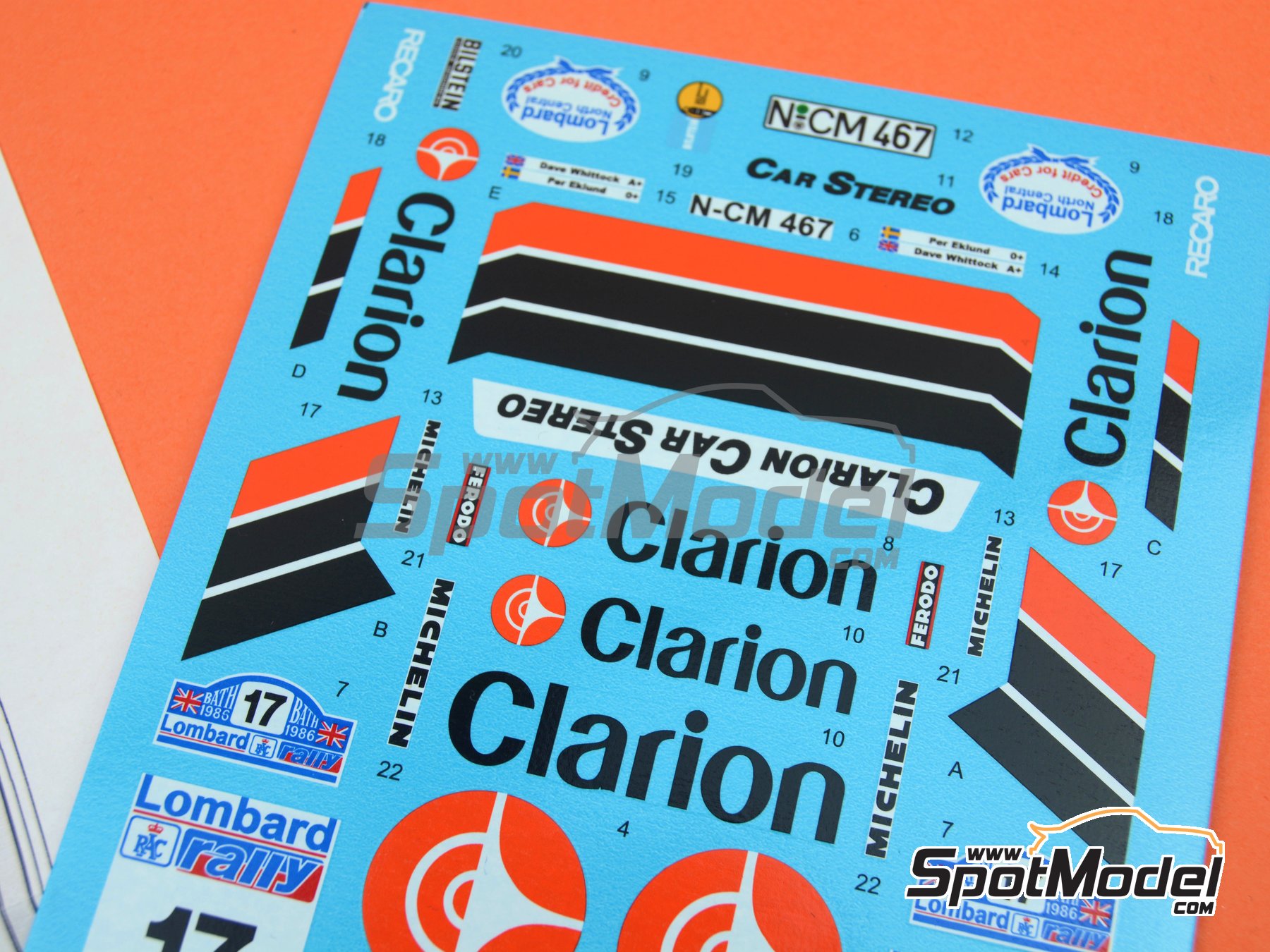 Image 4: MG Metro 6R4 sponsored by Clarion - Lombard RAC Rally 1986 | Marking / livery in 1/24 scale manufactured by Reji Model (ref.&nbsp;REJI-331, also 331 and REJI331)
