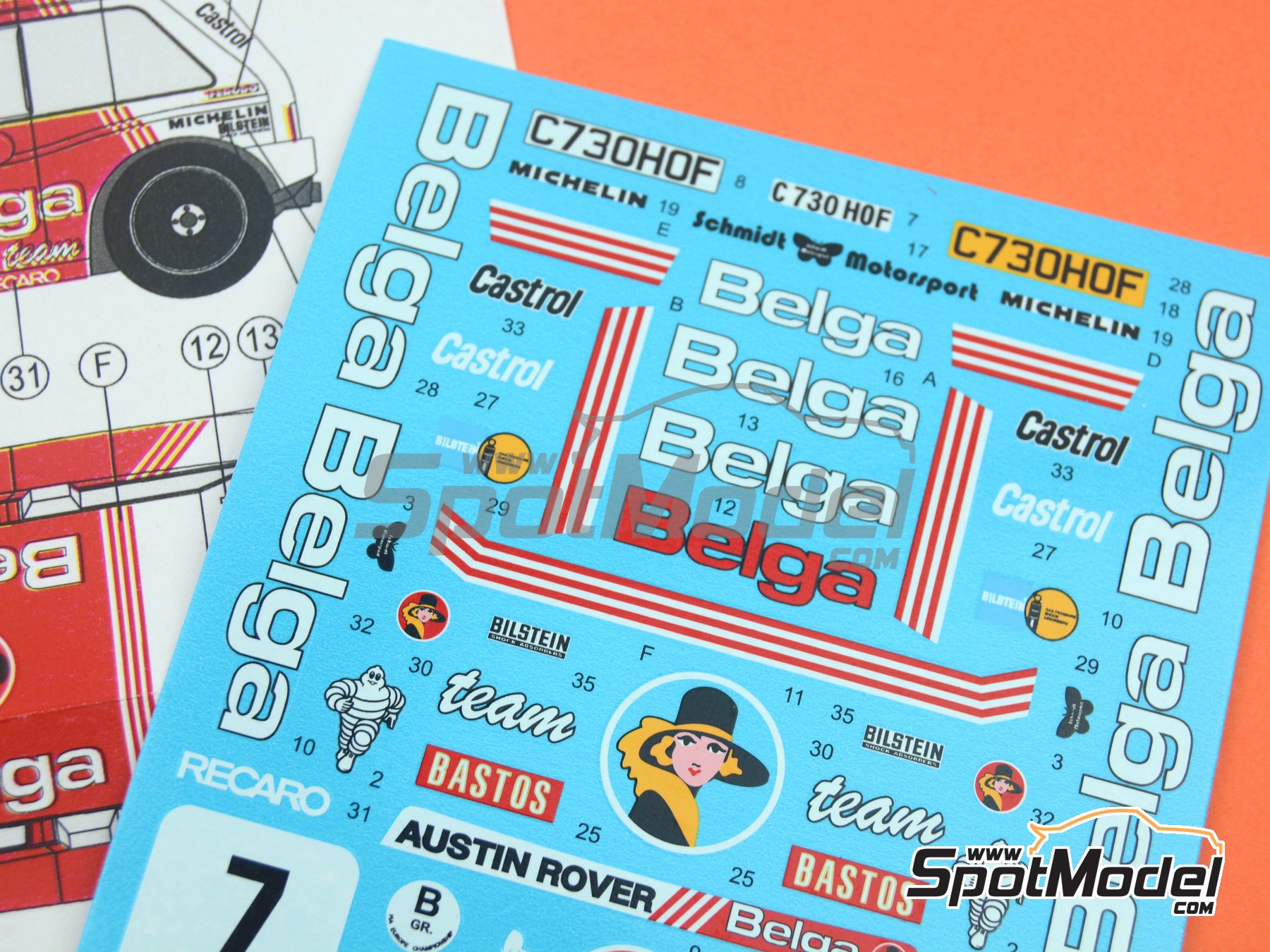 Image 3: MG Metro 6R4 Austin Rallying Team sponsored by Belga - Ypres Rally 1986 | Marking / livery in 1/24 scale manufactured by Reji Model (ref.&nbsp;REJI-333, also 333 and REJI333)