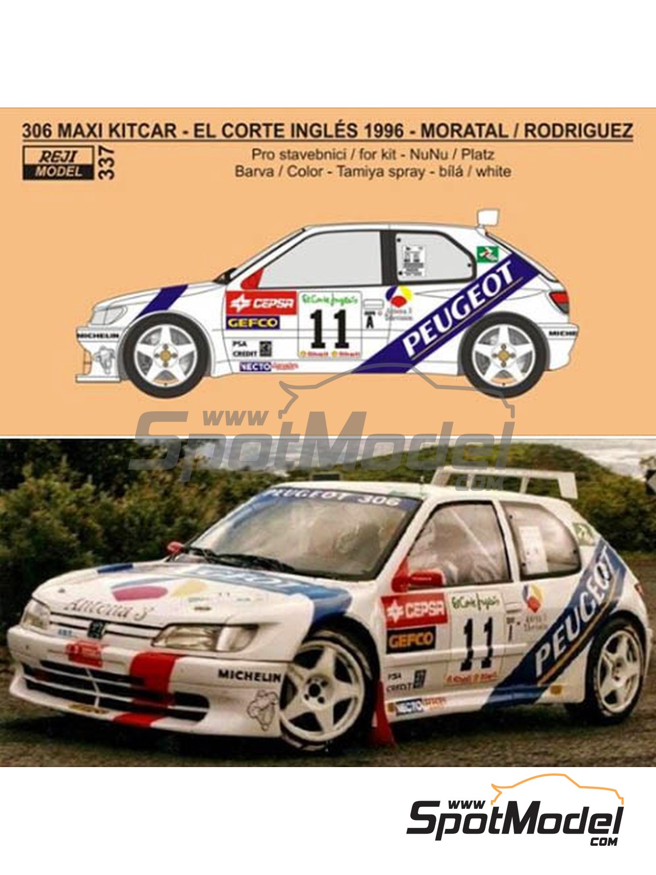 Decals 1/24 ref 1253 peugeot 306 maxi kit car bonfils rally mont blanc 2007 
