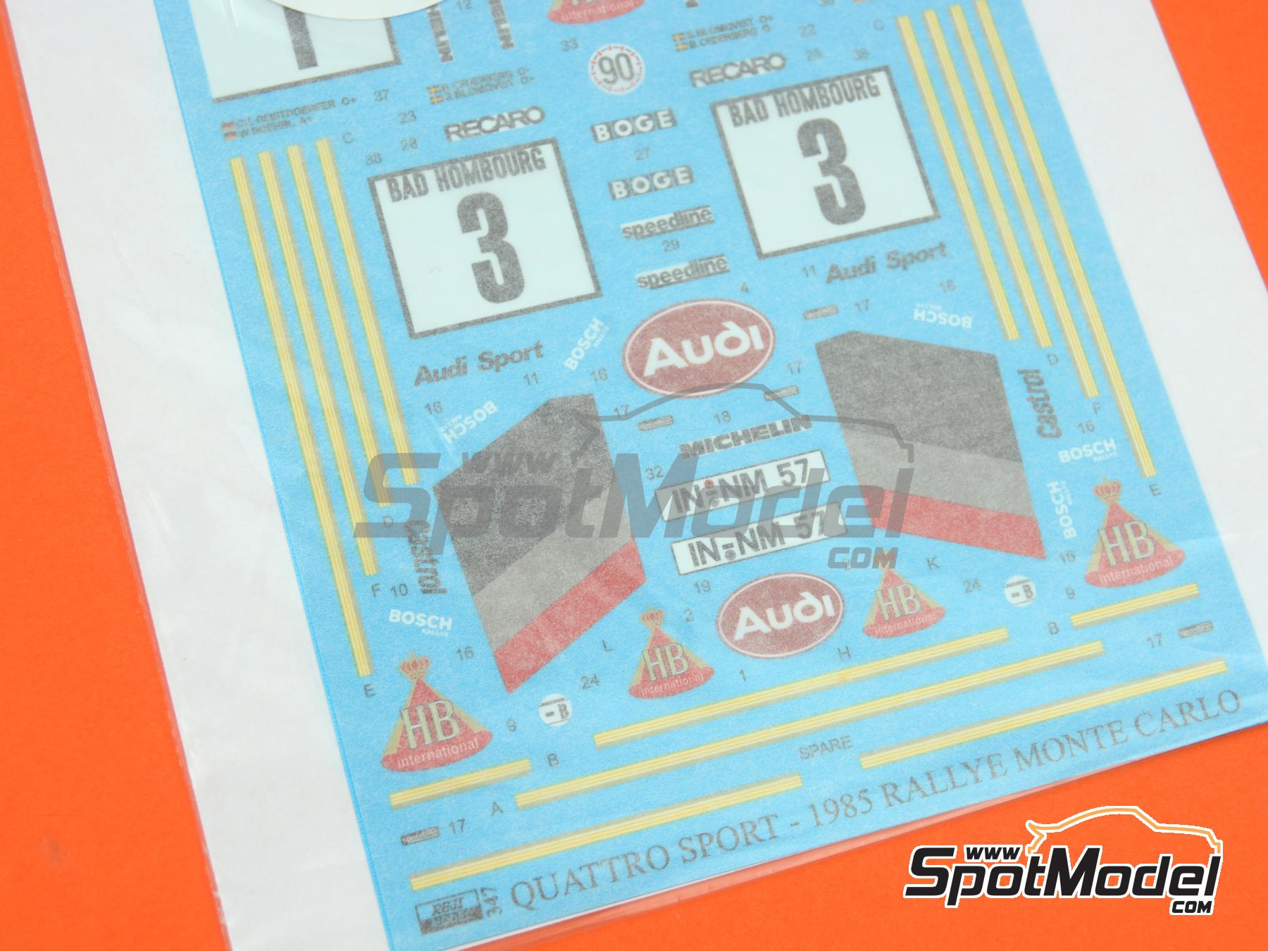 Image 3: Audi Quattro Sport Equipo Audi Sport patrocinado por HB International - Rally de Monte Carlo - Rallye Automobile de Monte-Carlo 1985 | Decoraci&oacute;n en escala&nbsp;1/24 fabricado por Reji Model (ref.&nbsp;REJI-347, tambien 347 y REJI347)