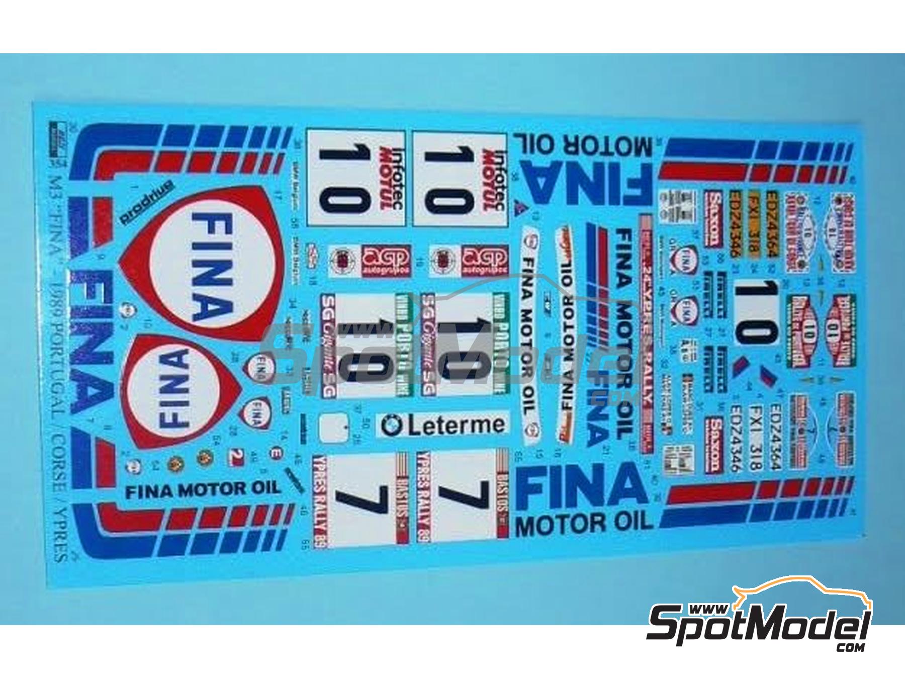 Image 2: BMW M3 E30 Group A sponsored by Fina - Ypres 24 Hours Rally, Portugal Rally - Vinho do Porto, Tour de Corse Rallye de France 1989 | Marking / livery in 1/24 scale manufactured by Reji Model (ref.&nbsp;REJI-354, also 0354)