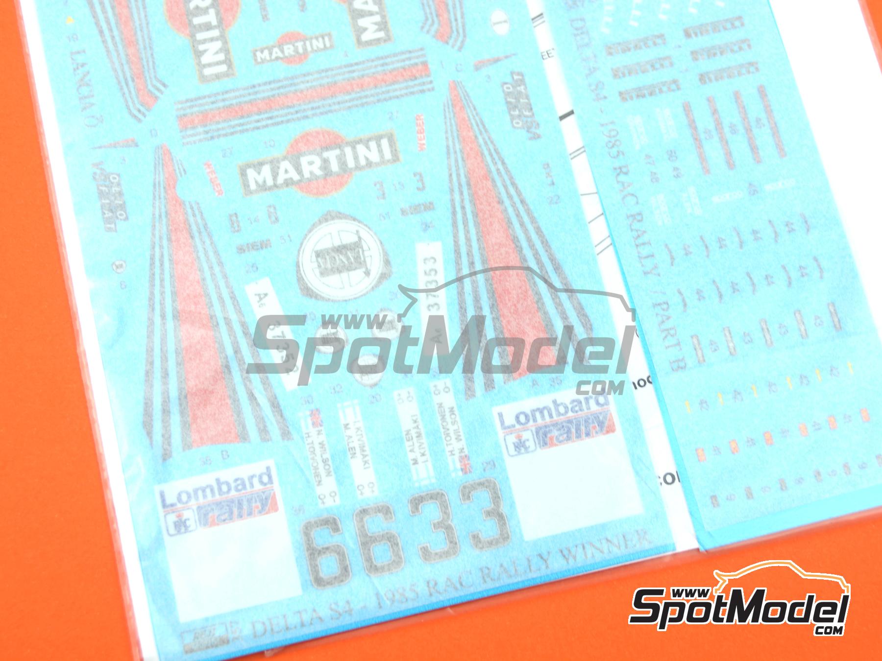 Image 8: Lancia Delta S4 sponsored by Martini - Lombard RAC Rally 1985 | Marking / livery in 1/24 scale manufactured by Reji Model (ref.&nbsp;REJI-357, also 357 and REJI357)