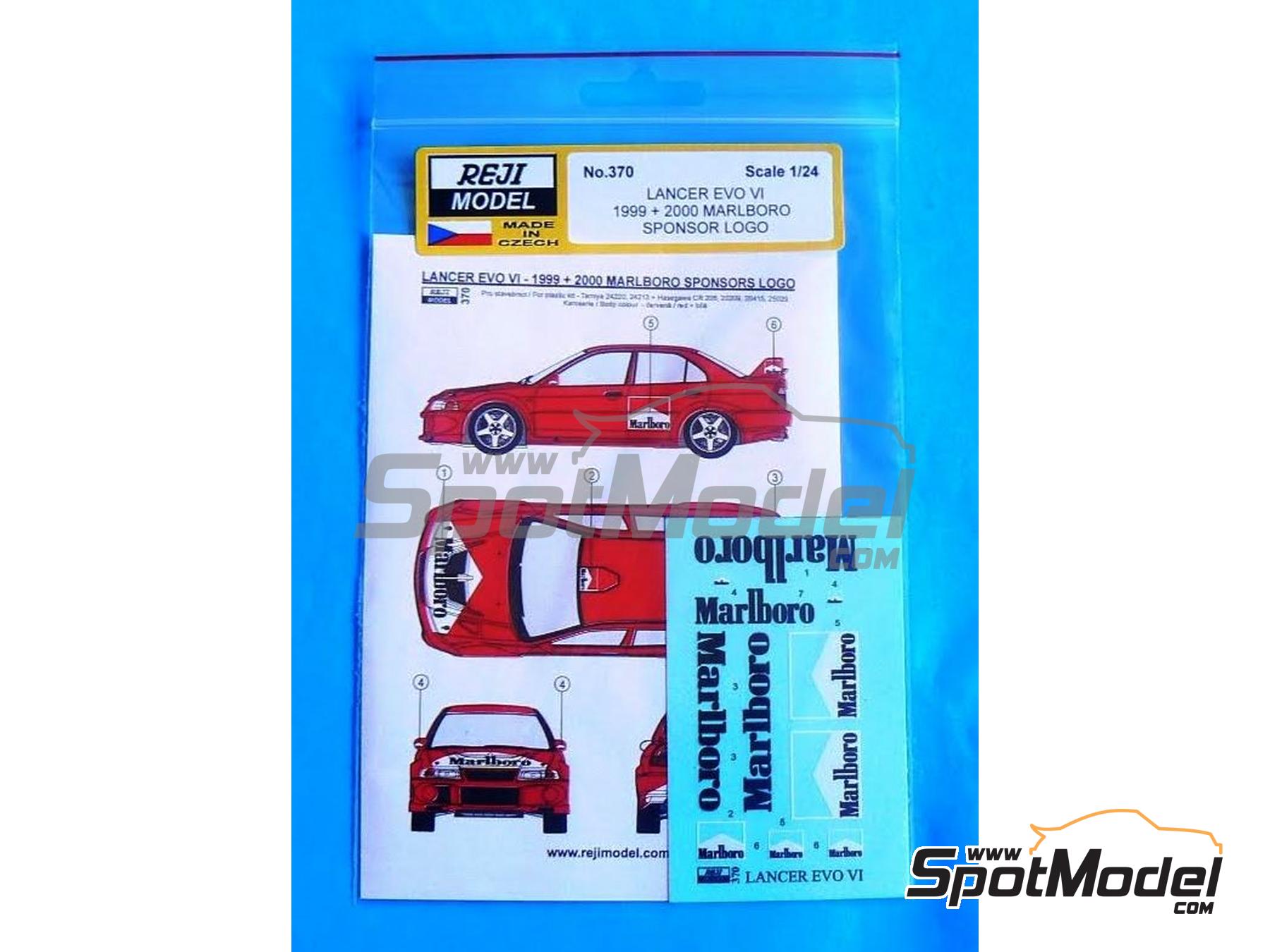 Image 1: Mitsubishi Lancer Evo VI sponsored by Marlboro -  1999 and 2000 | Marking / livery in 1/24 scale manufactured by Reji Model (ref.&nbsp;REJI-370, also 370 and REJI370)