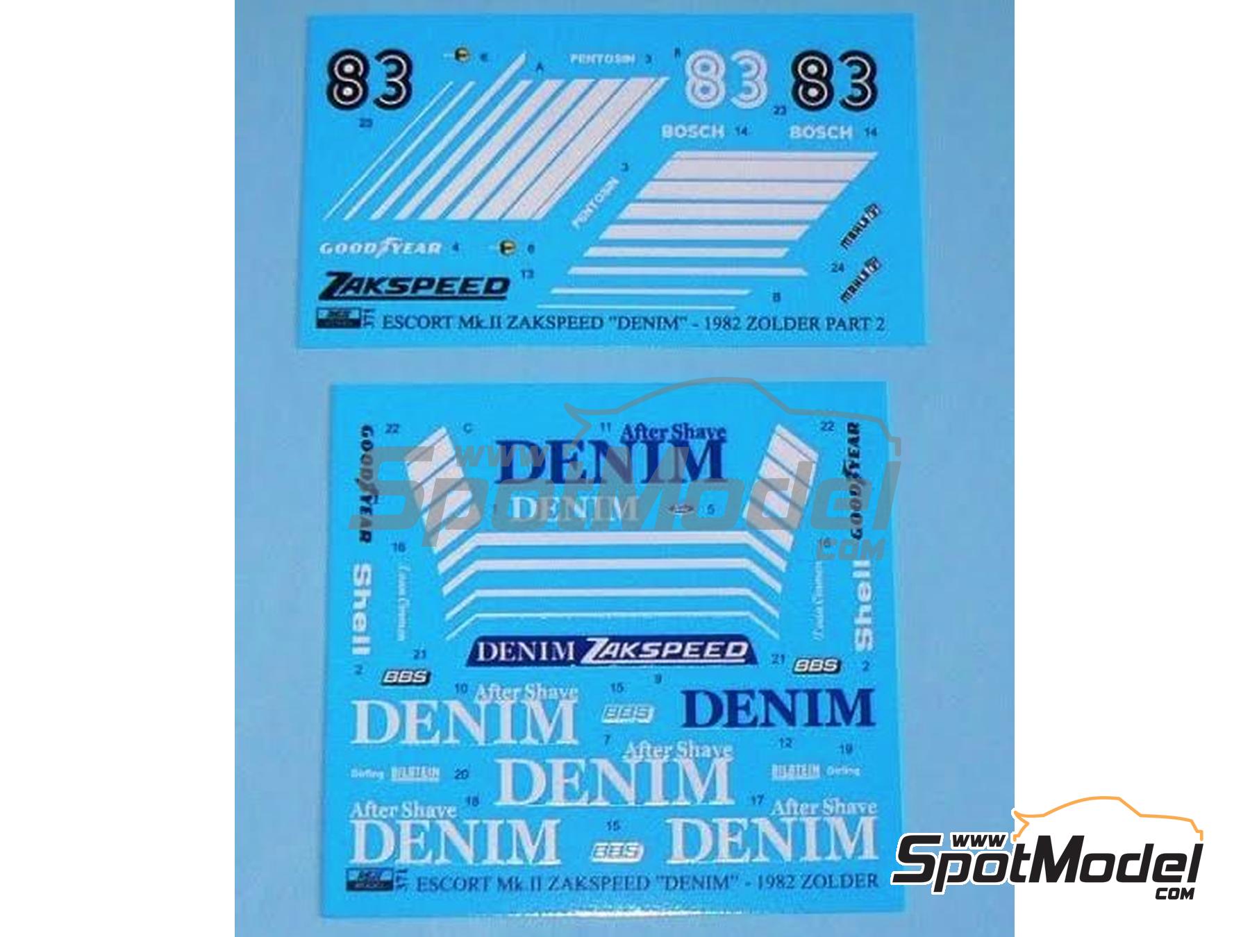 Image 2: Ford Escort Mk.II Zakspeed Team sponsored by Denim - Rennsport Trophäe Zolder 1982 | Marking / livery in 1/24 scale manufactured by Reji Model (ref. REJI-371, also 371)