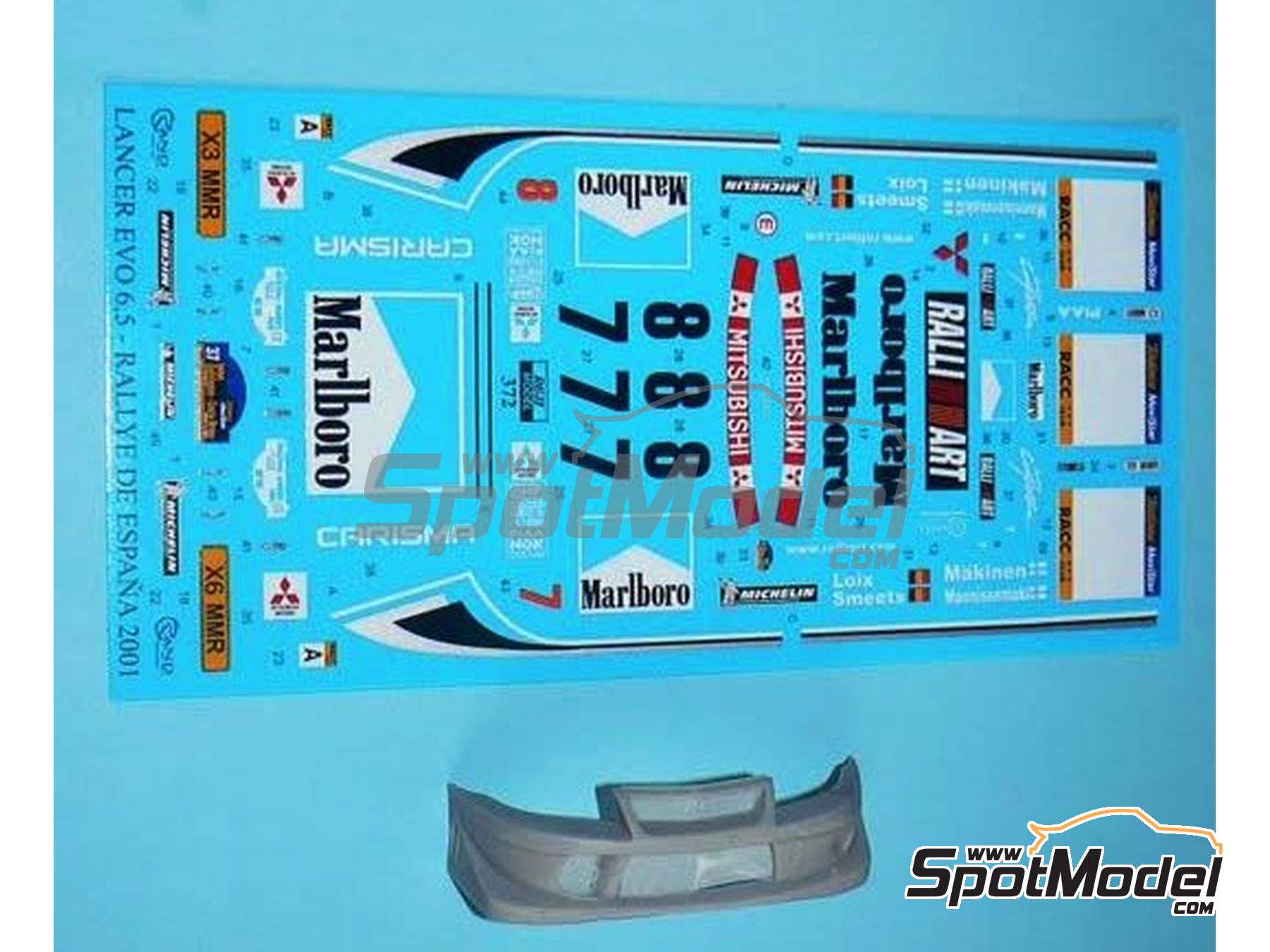 Image 2: Mitsubishi Lancer EVO 6.5 Group A Ralliart Team sponsored by Marlboro - Catalunya Costa Brava Rally - Rally of Spain 2001 | Marking / livery in 1/24 scale manufactured by Reji Model (ref.&nbsp;REJI-372, also 0372)