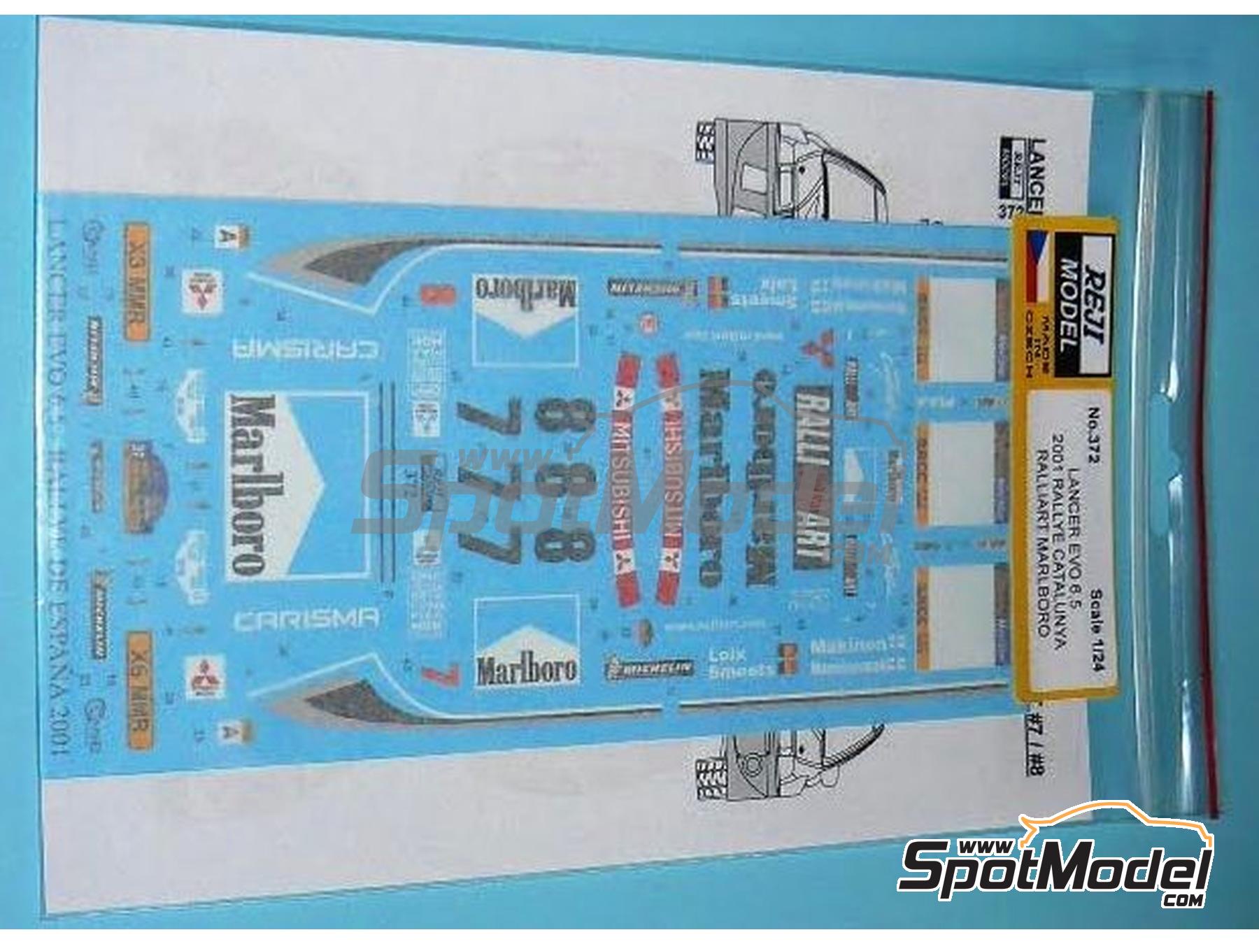 Image 3: Mitsubishi Lancer EVO 6.5 Group A Ralliart Team sponsored by Marlboro - Catalunya Costa Brava Rally - Rally of Spain 2001 | Marking / livery in 1/24 scale manufactured by Reji Model (ref.&nbsp;REJI-372, also 0372)