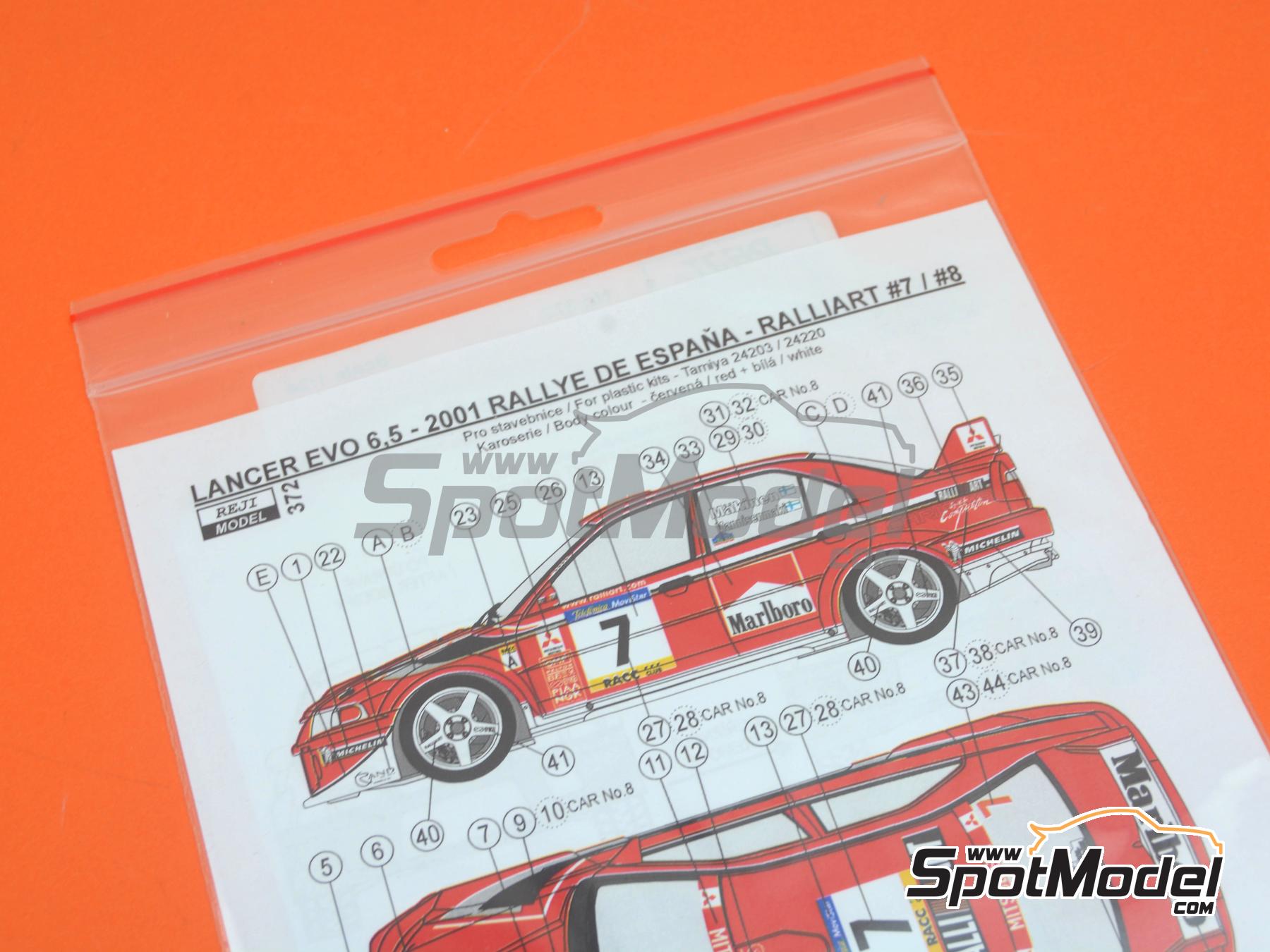Image 6: Mitsubishi Lancer EVO 6.5 Group A Ralliart Team sponsored by Marlboro - Catalunya Costa Brava Rally - Rally of Spain 2001 | Marking / livery in 1/24 scale manufactured by Reji Model (ref.&nbsp;REJI-372, also 0372)