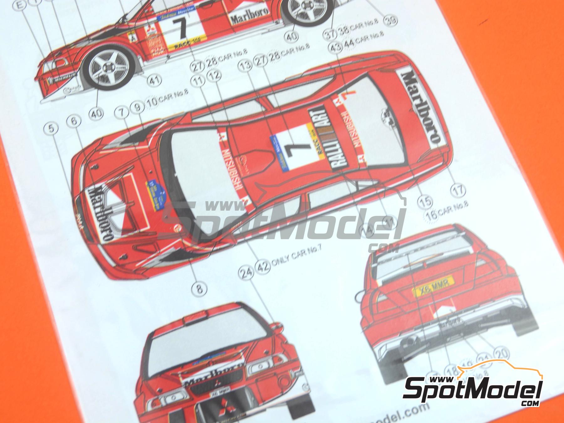 Image 7: Mitsubishi Lancer EVO 6.5 Group A Ralliart Team sponsored by Marlboro - Catalunya Costa Brava Rally - Rally of Spain 2001 | Marking / livery in 1/24 scale manufactured by Reji Model (ref.&nbsp;REJI-372, also 0372)