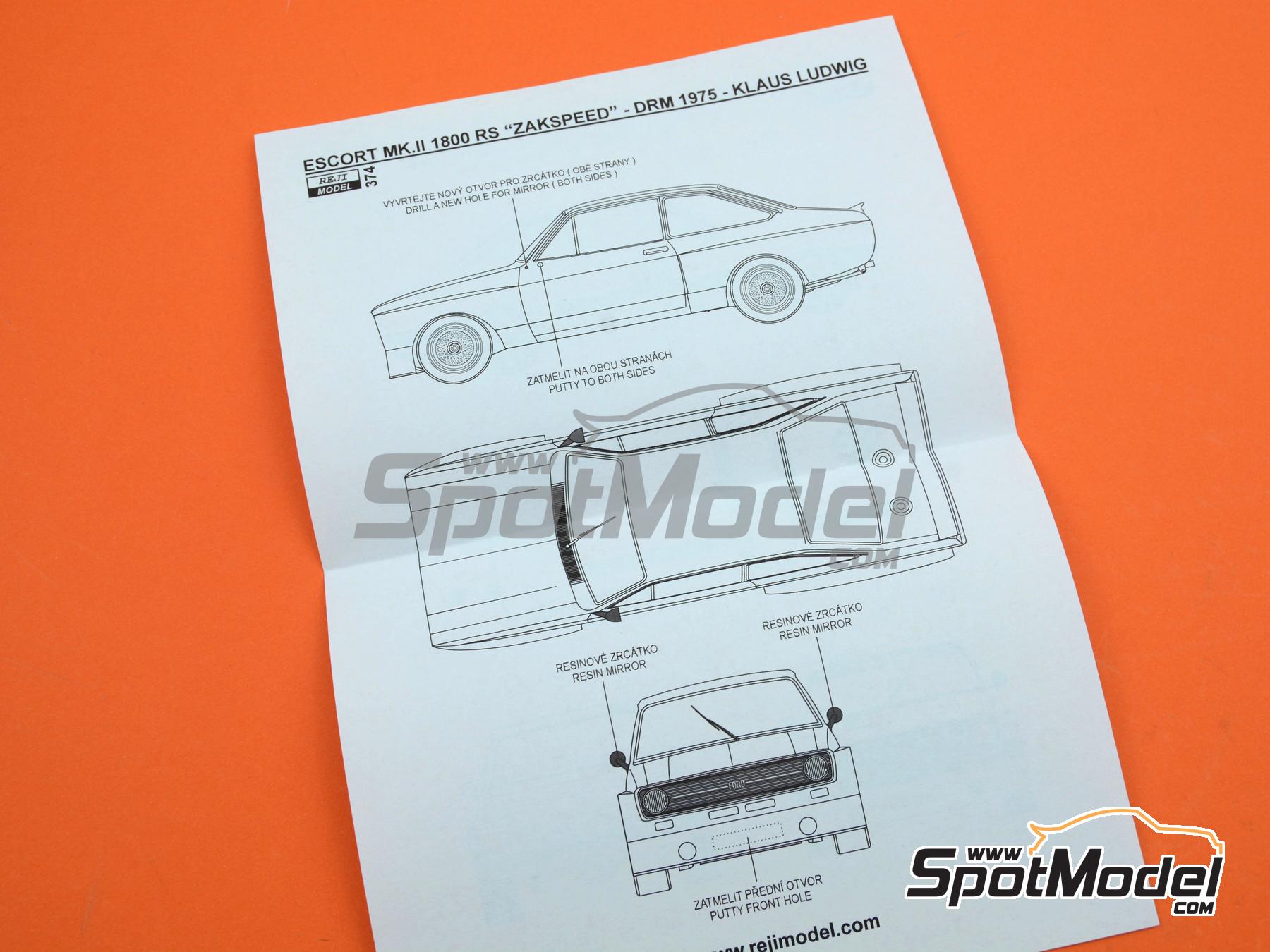 Image 10: Ford Escort MK.II 1800 RS Zakspeed Team sponsored by Castrol - Deutsche Rennsport Meisterschaft DRM 1975 | Marking / livery in 1/24 scale manufactured by Reji Model (ref.&nbsp;REJI-374, also 0374)