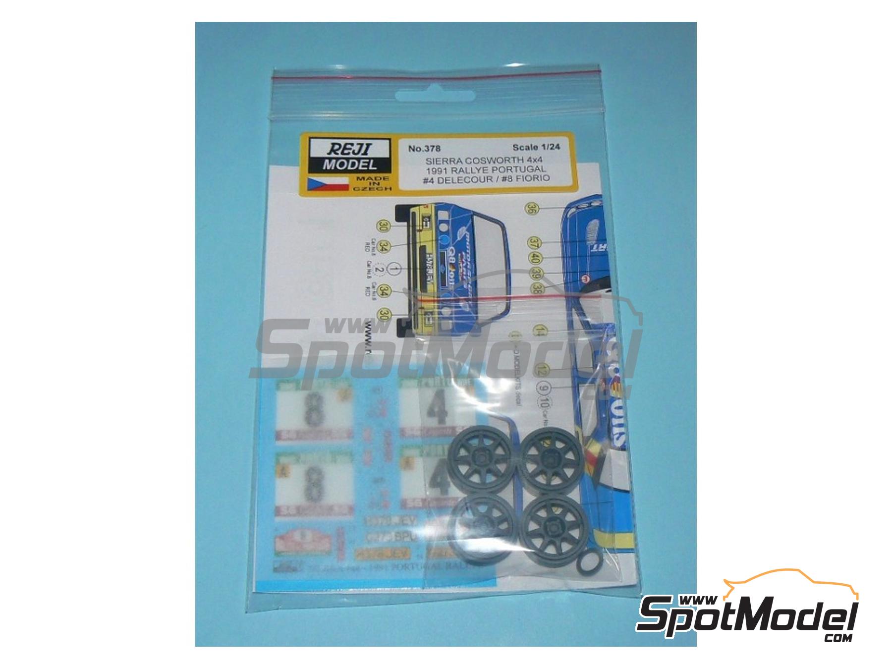 Image 4: Ford Sierra Cosworth 4x4 Group A sponsored by Q8 Oils - Portugal Rally - Vinho do Porto 1991 | Marking / livery in 1/24 scale manufactured by Reji Model (ref.&nbsp;REJI-378, also 0378)