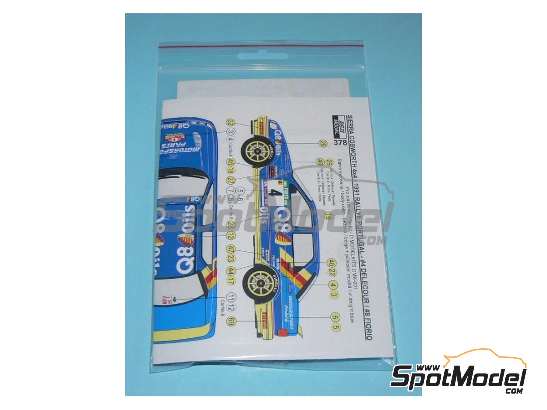 Image 5: Ford Sierra Cosworth 4x4 Group A sponsored by Q8 Oils - Portugal Rally - Vinho do Porto 1991 | Marking / livery in 1/24 scale manufactured by Reji Model (ref.&nbsp;REJI-378, also 0378)