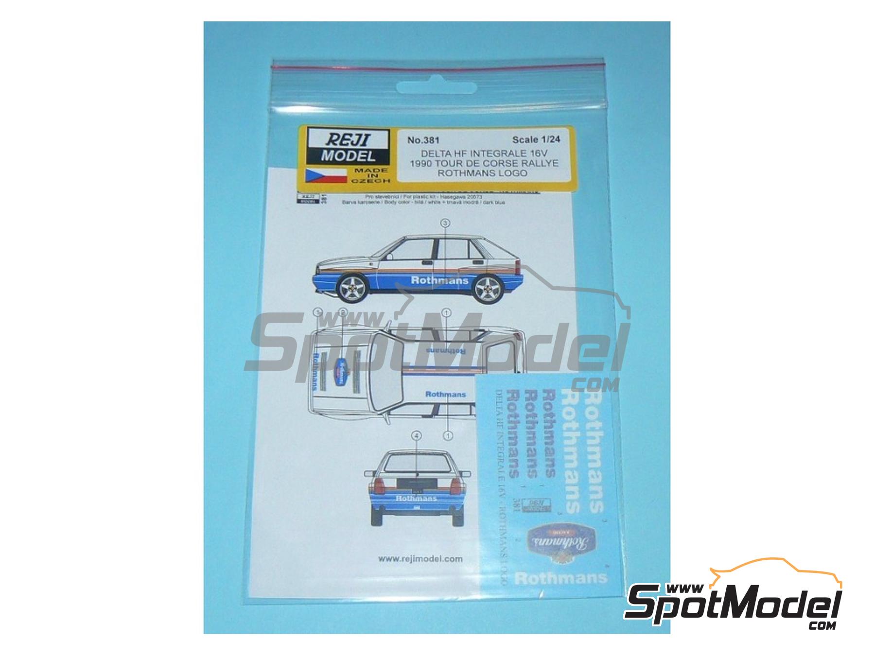 Image 3: Lancia Delta HF Integrale 16V Group N sponsored by Rothmans - Tour de Corse Rallye de France 1990 | Logotypes in 1/24 scale manufactured by Reji Model (ref.&nbsp;REJI-381, also 0381)