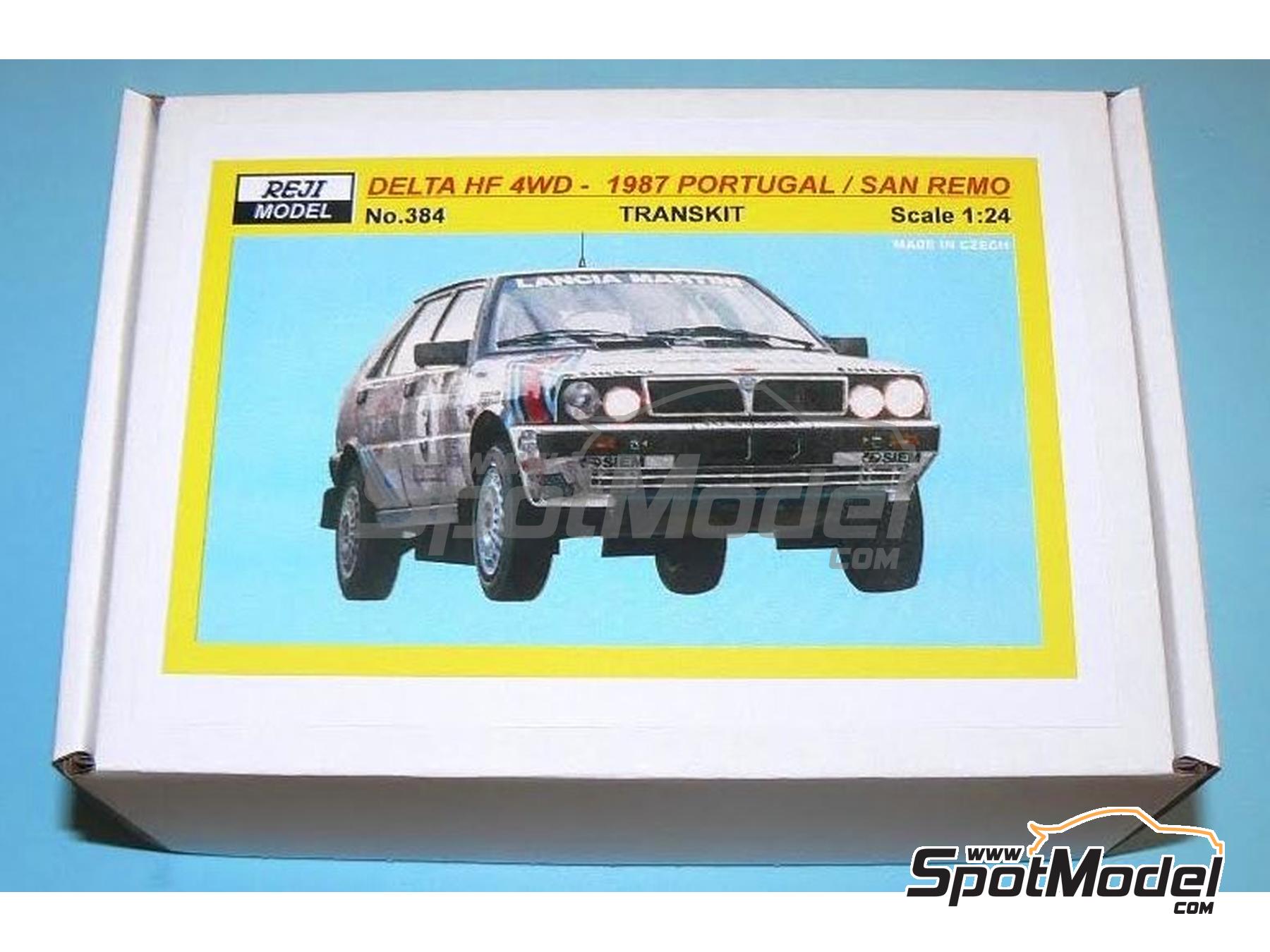 Image 4: Lancia Delta HF 4WD Martini Racing Team - Portugal Rally - Vinho do Porto, Sanremo Rally 1987 | Marking / livery in 1/24 scale manufactured by Reji Model (ref.&nbsp;REJI-384, also 384)