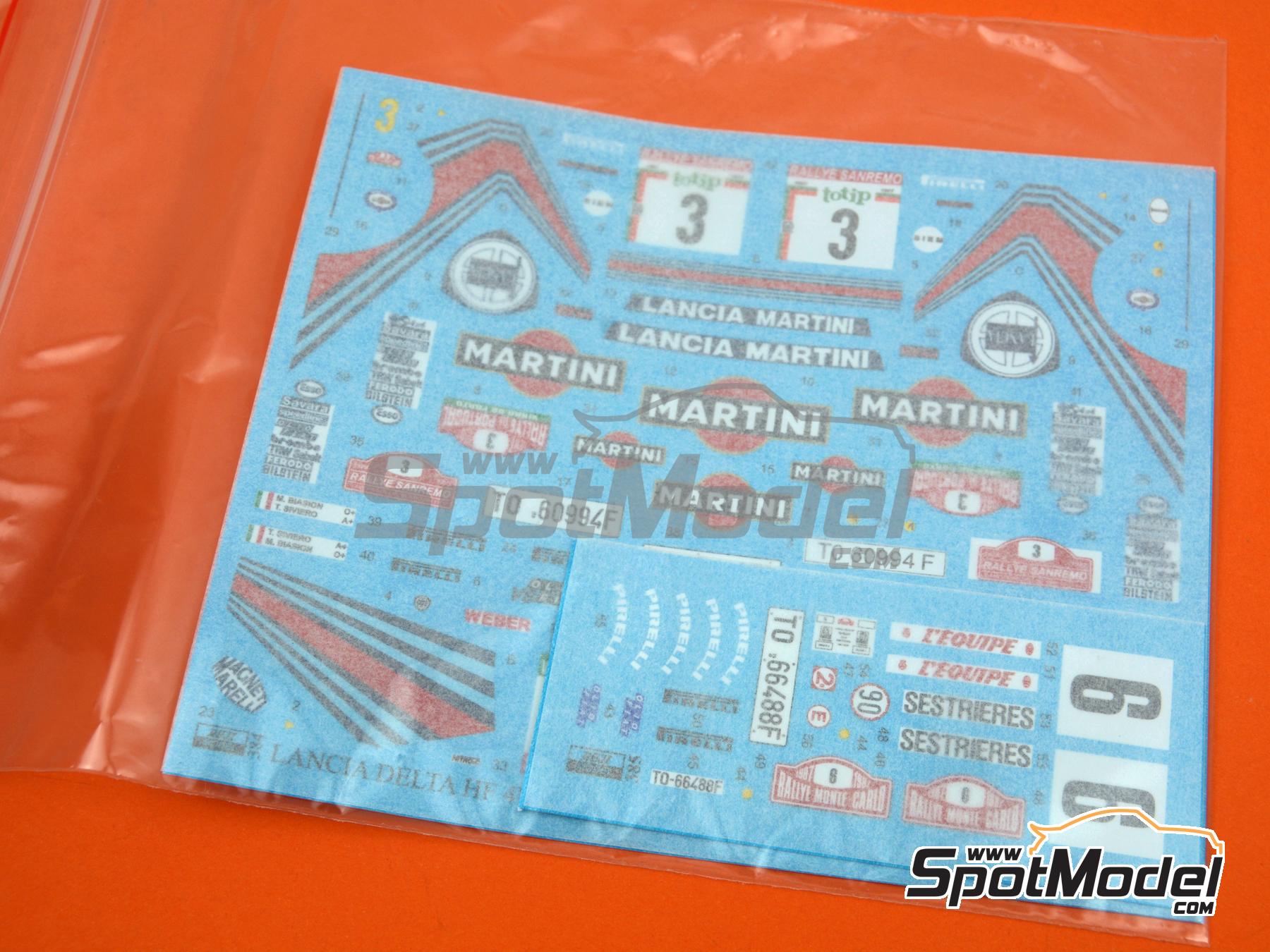 Image 4: Lancia Delta HF 4WD Martini Racing Team - Monte Carlo Rally - Rallye Automobile de Monte-Carlo 1987 | Marking / livery in 1/24 scale manufactured by Reji Model (ref.&nbsp;REJI-385, also 385)