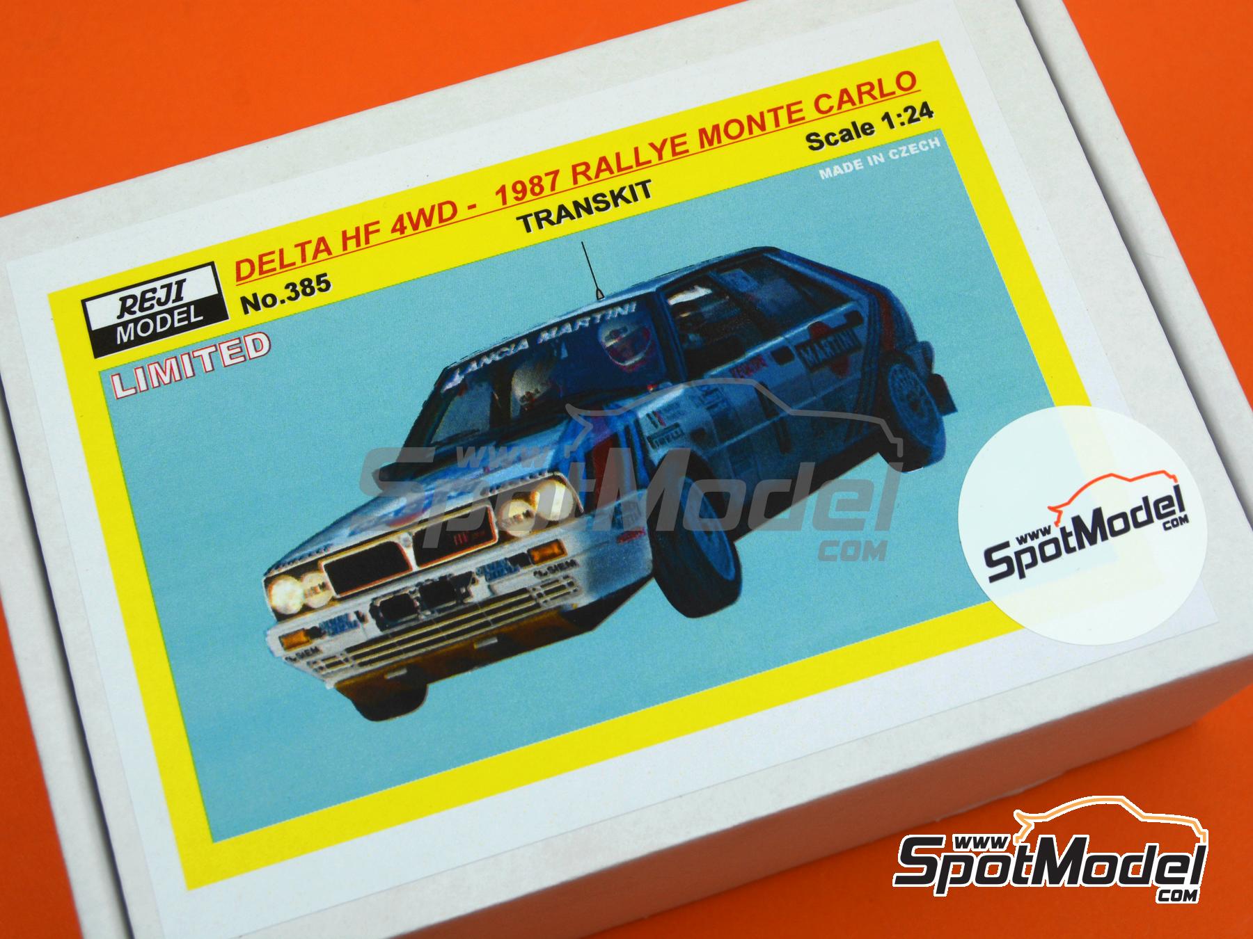 Image 10: Lancia Delta HF 4WD Martini Racing Team - Monte Carlo Rally - Rallye Automobile de Monte-Carlo 1987 | Marking / livery in 1/24 scale manufactured by Reji Model (ref.&nbsp;REJI-385, also 385)
